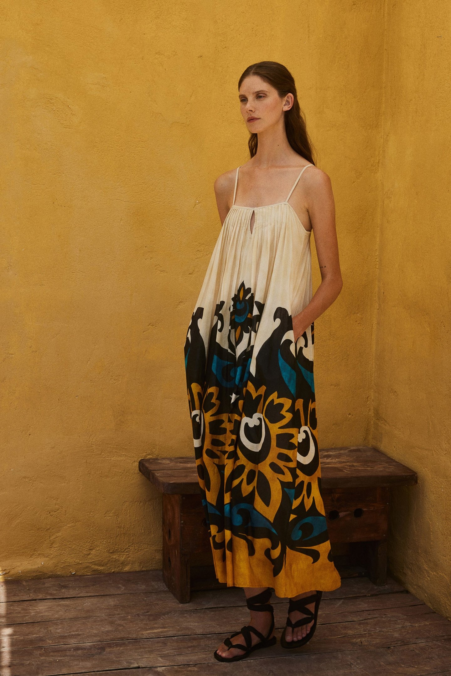 WARMTH LONG DRESS BLUE-CAMEL 1