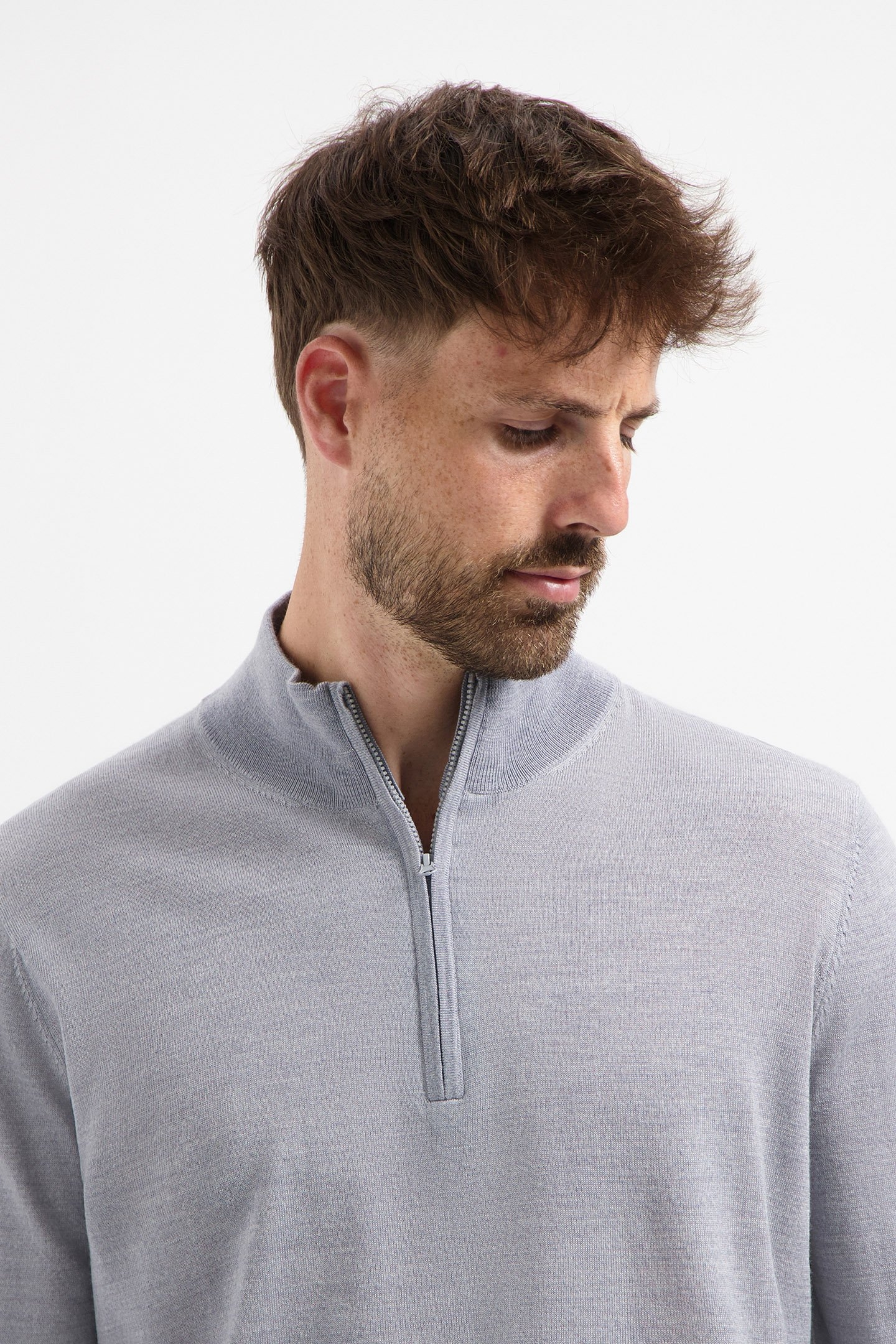 ZIP UP 100% MERINO MOONSTONE GREY 5