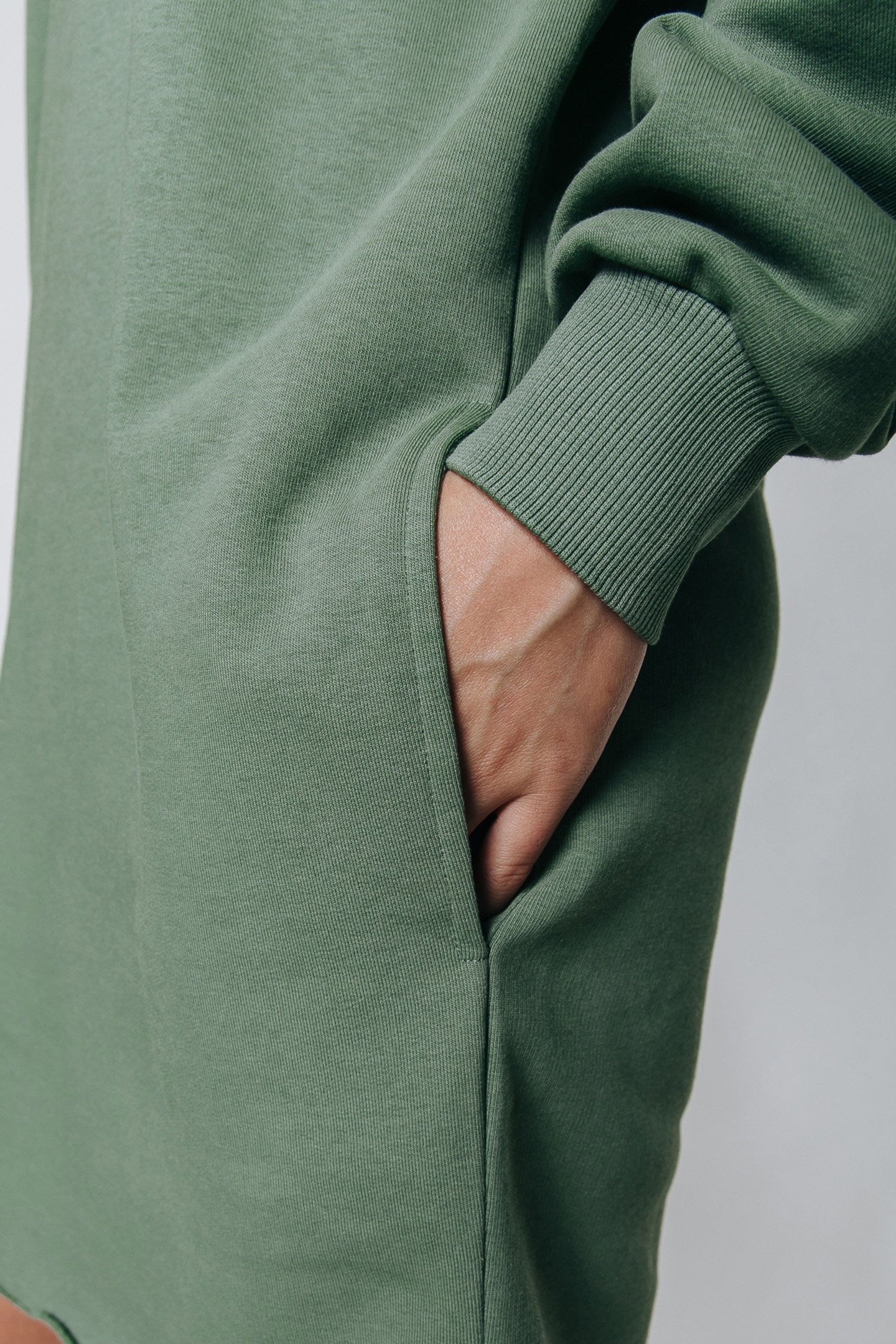 LOGO HOODIE DRESS DARK GREEN 4