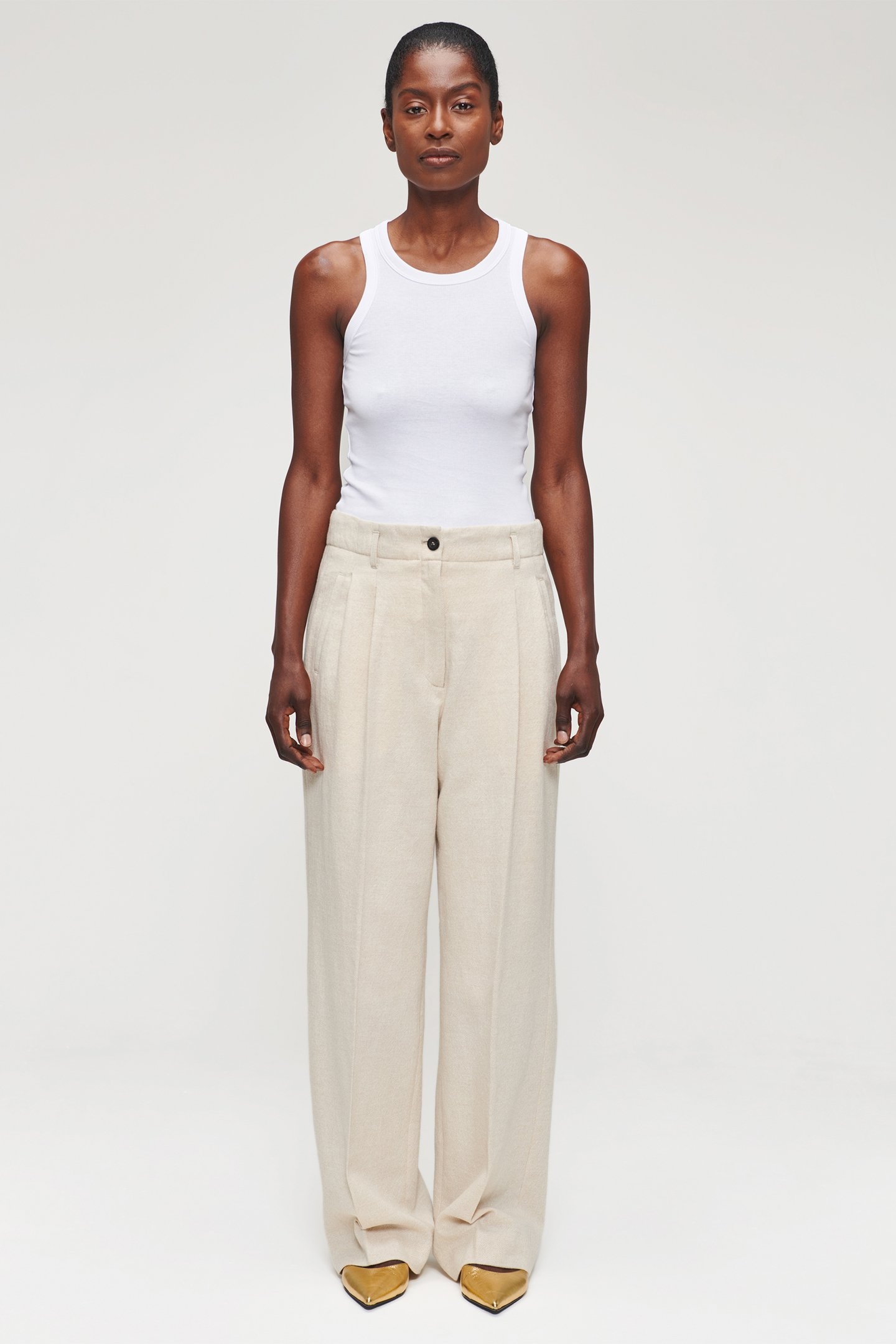 COTTON WOOL MIX PLEATED PANTS SIMPLY TAUPE 3