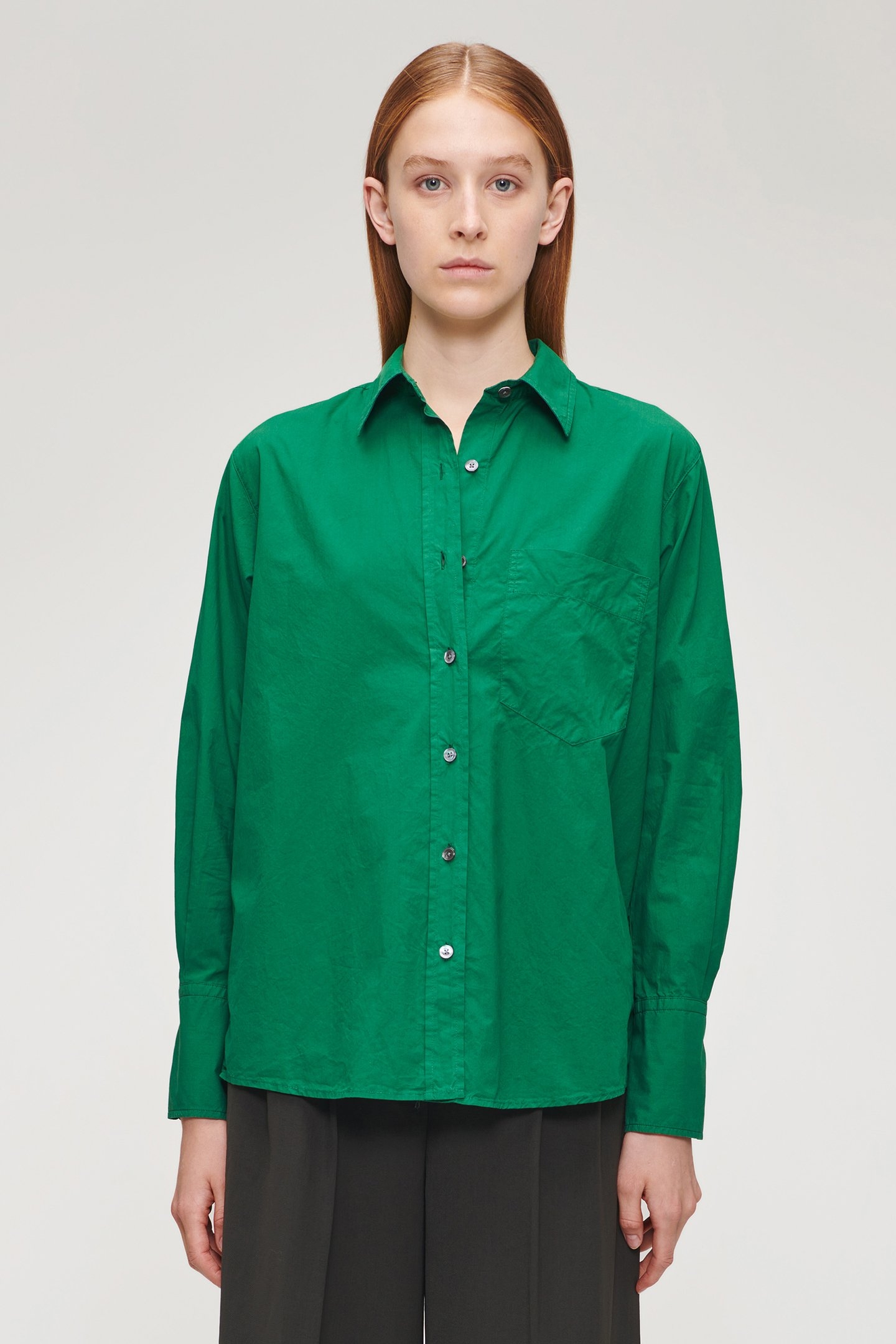 ORG COTTON BOYS SHIRT WARM GREEN 1