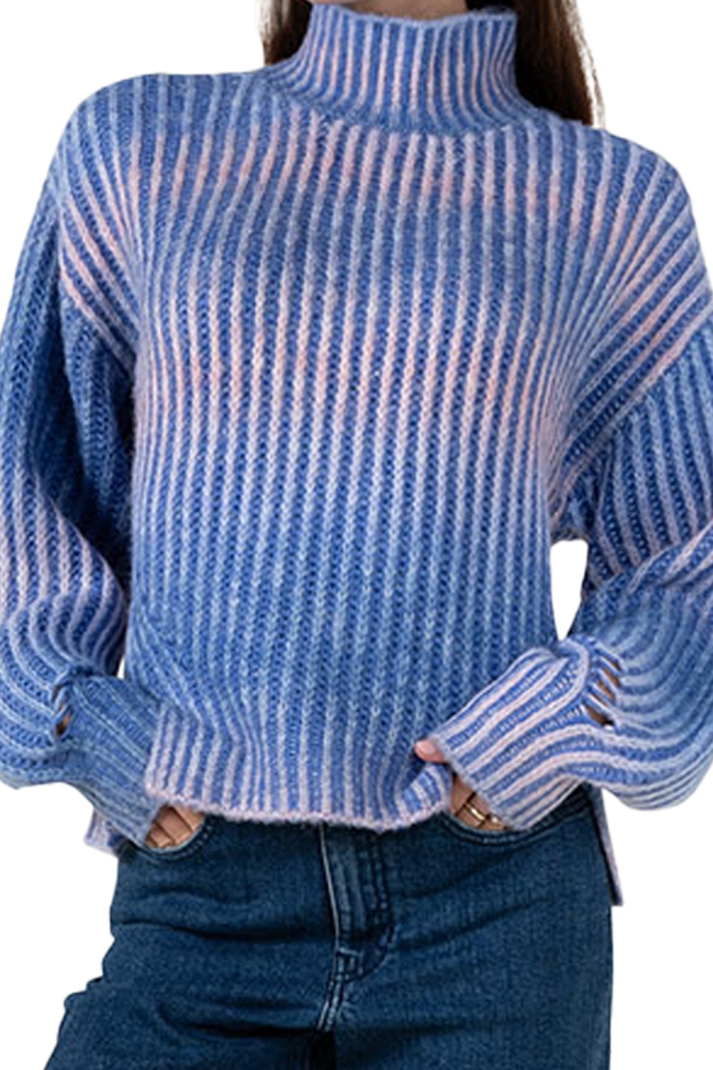 DALY KNITTED PULL LONG SLEEVE BLUE SPACE DYE 3