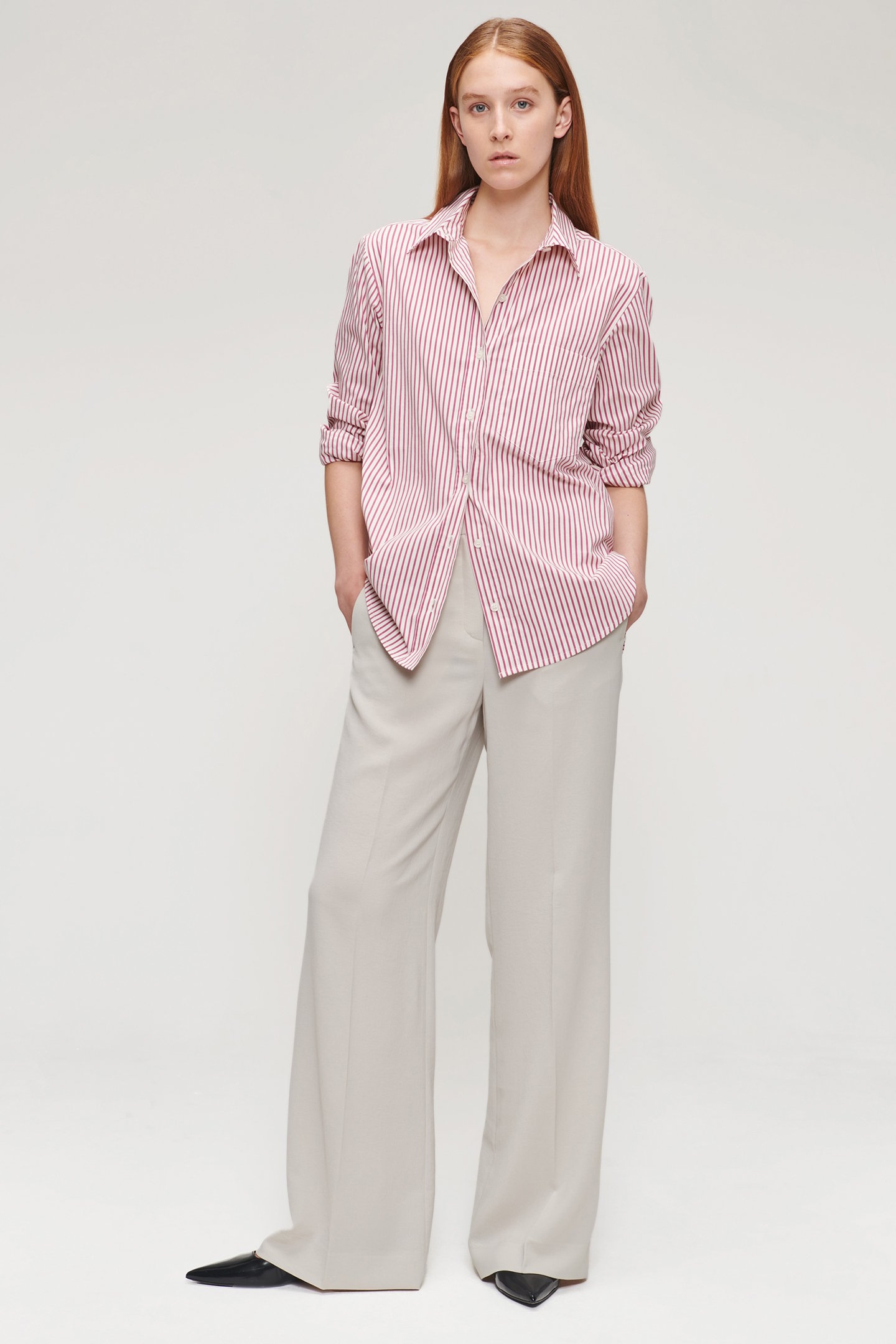 SOFT COTTON MIX STRIPPED SHIRT PLUM 5