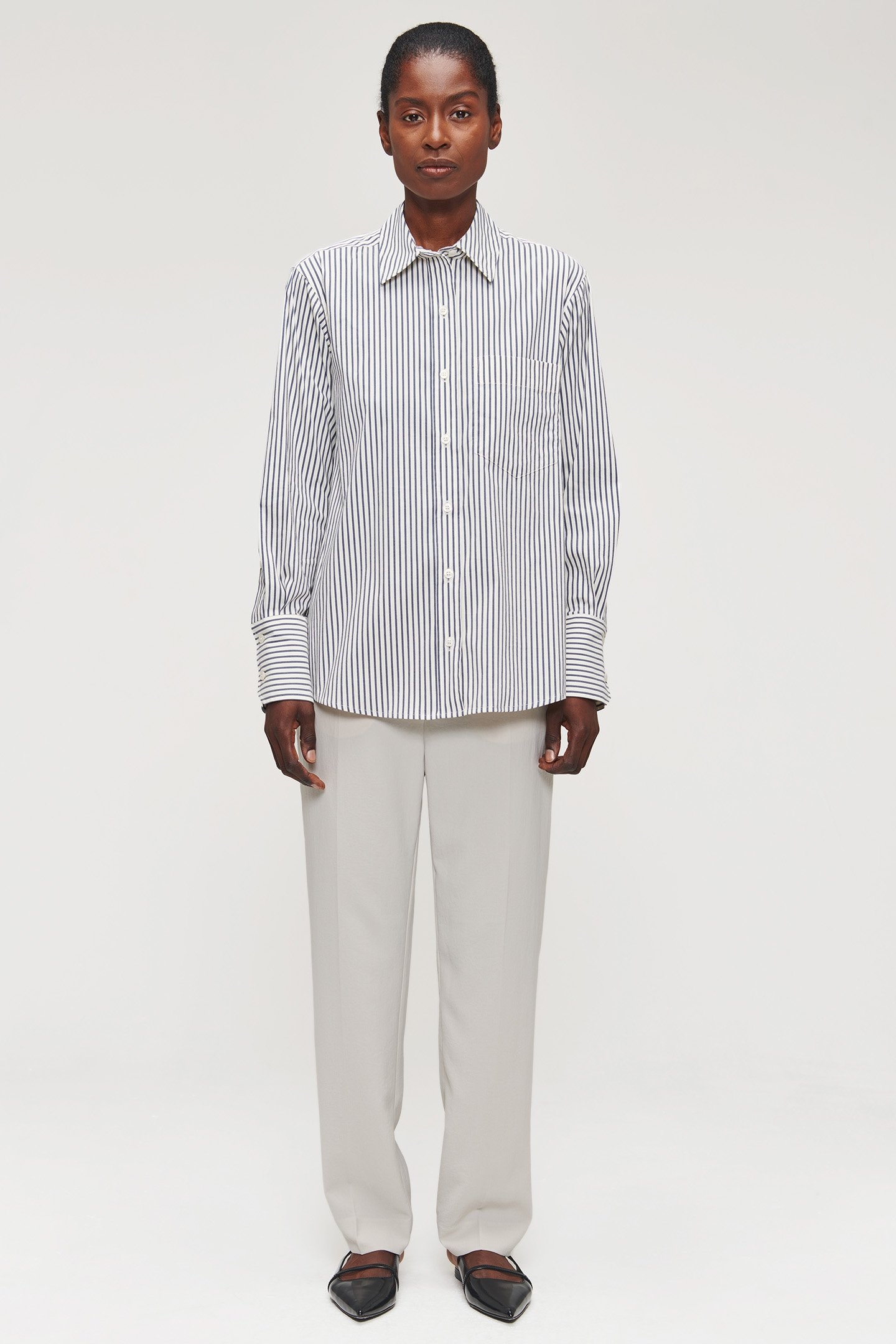 SOFT COTTON MIX STRIPPED SHIRT MIDNIGHT BLUE 3