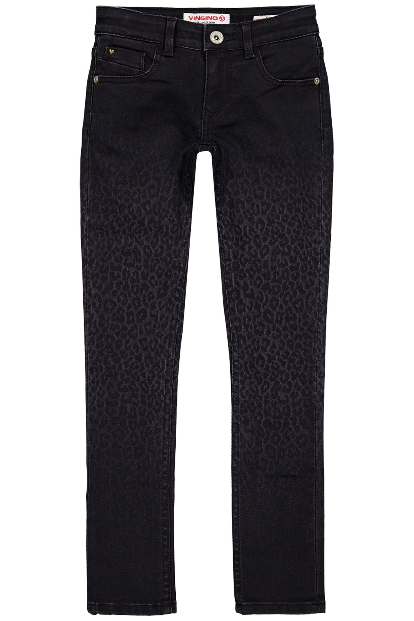 GIRL'S AMIA LEOPARD JEANS BLACK 1