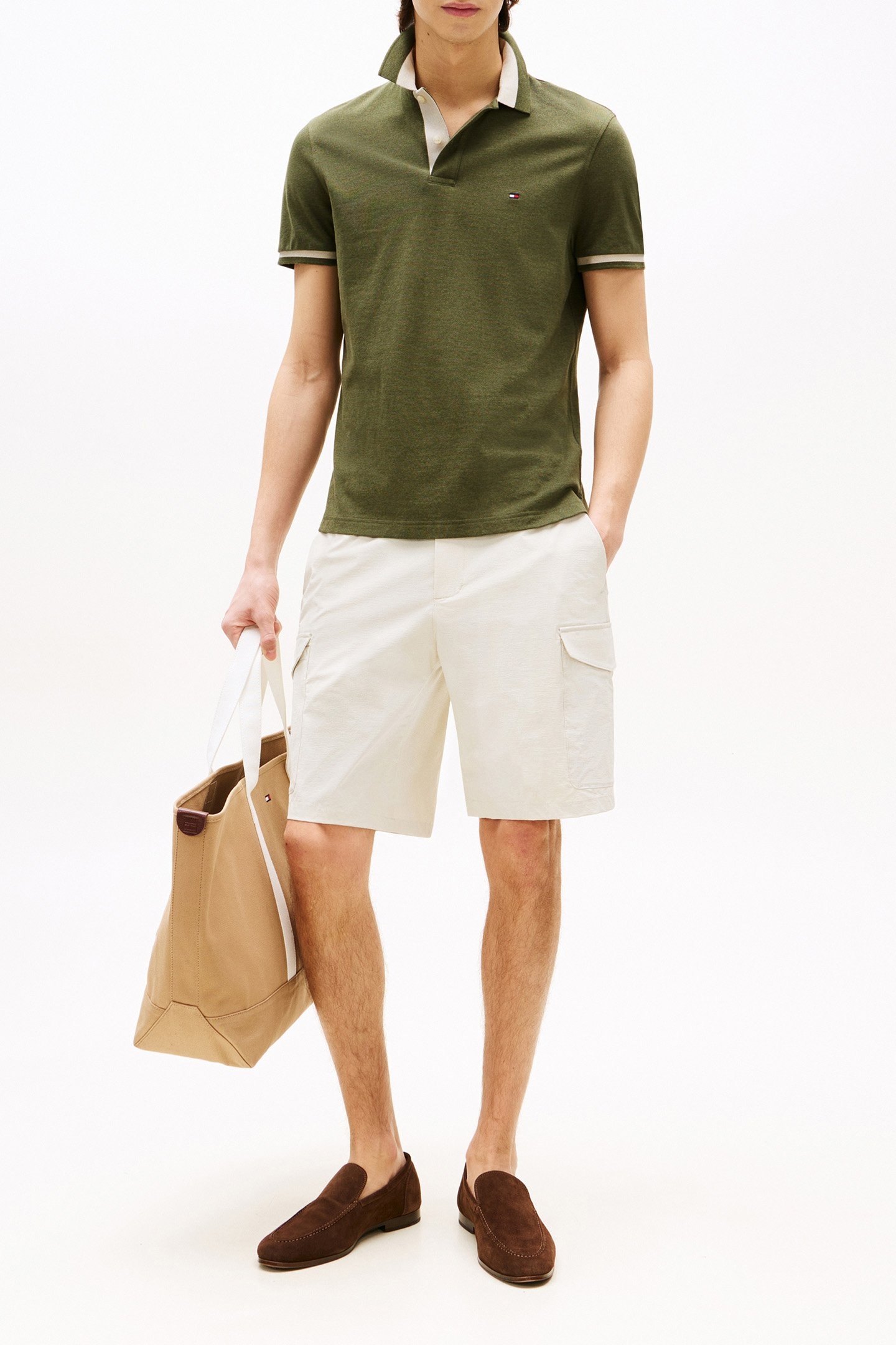 CONTRAST COLLAR POLO REG FIT BATTLE GREEN 2