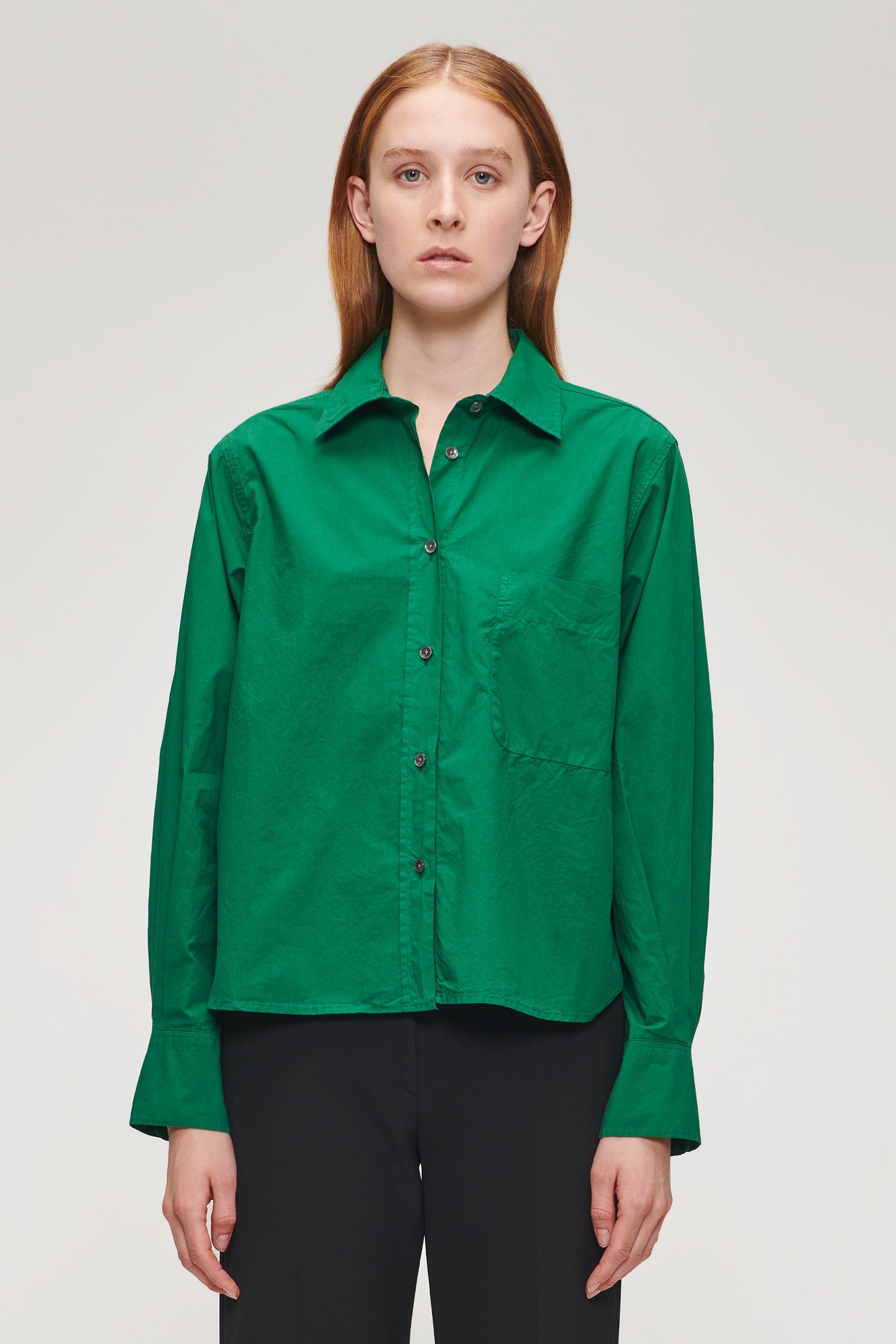 ORG COTTON BOXY SHIRT WARM GREEN 1