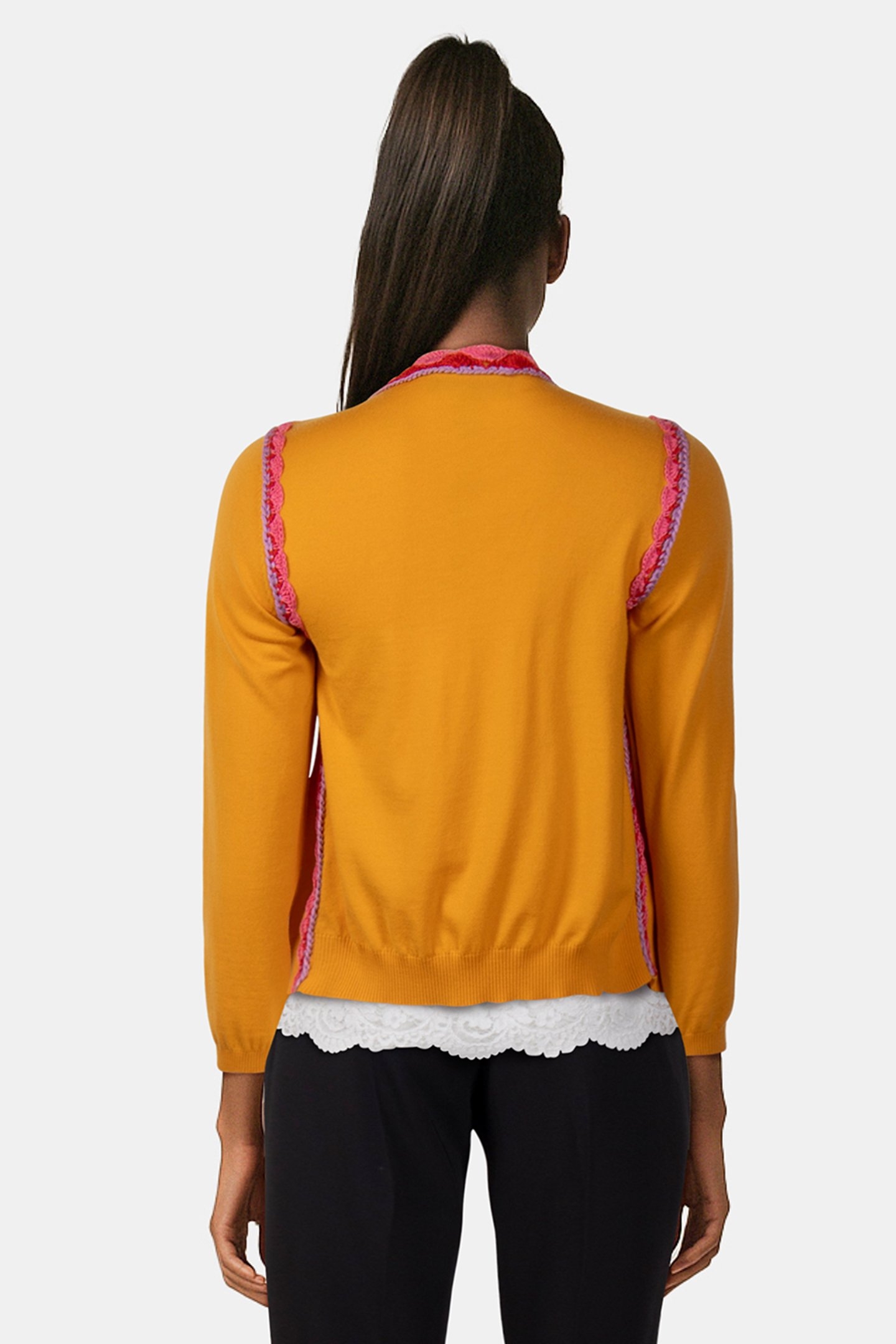 CROCHET DETAILS WOOL CARDIGAN YELLOW 2