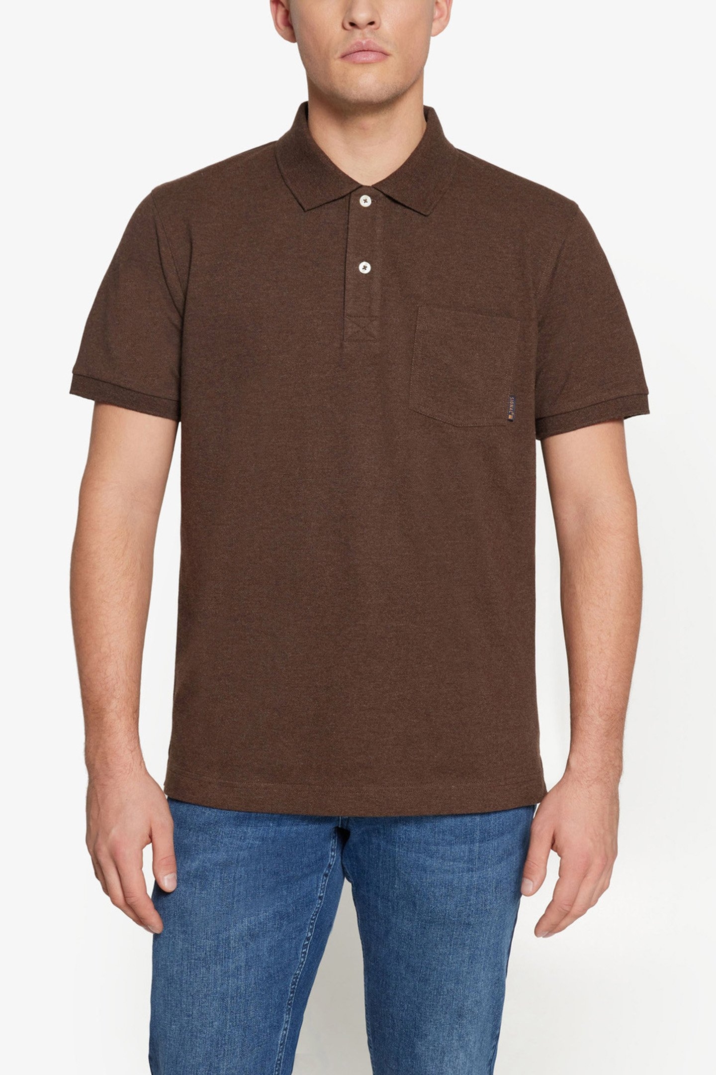 NICKYSI POCKET POLO BROWN BARK MELANGE 1
