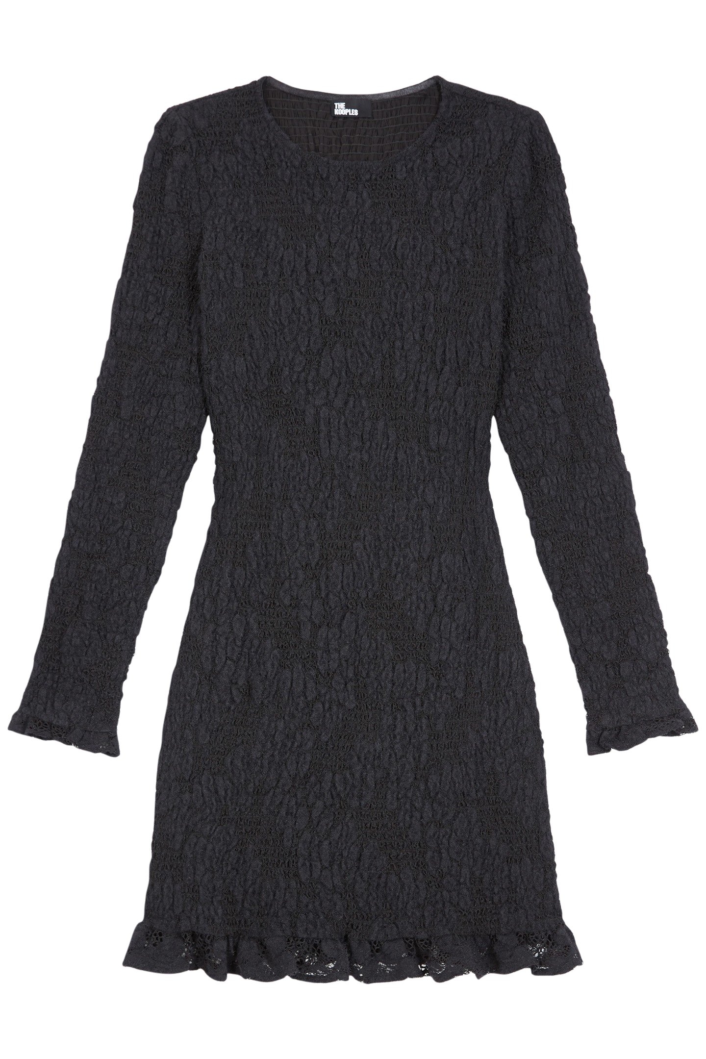 SMOCKED SHORT DRESS WITH LONG SLEEVES BLACK 5