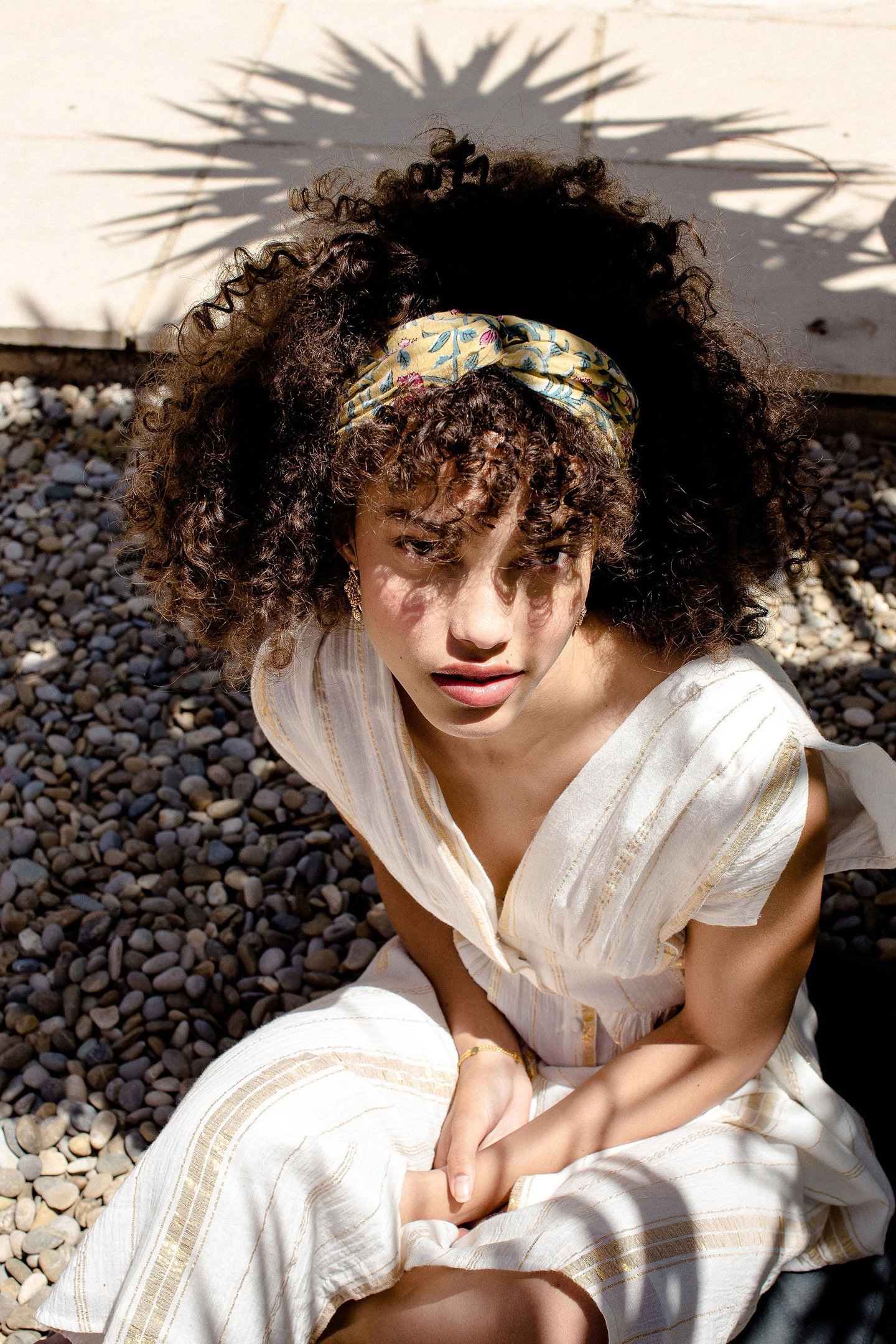 DRESS TYLIA WHITE & GOLD STRIPES 8