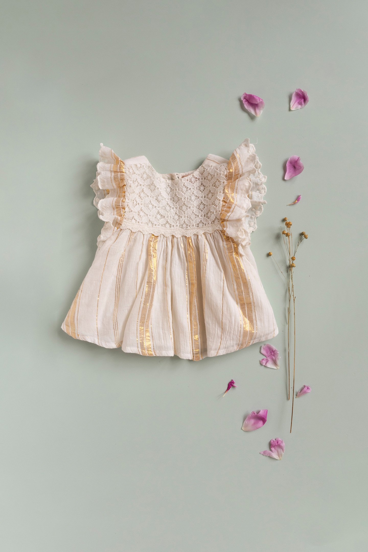 DRESS LYKA WHITE & GOLD STRIPES 7