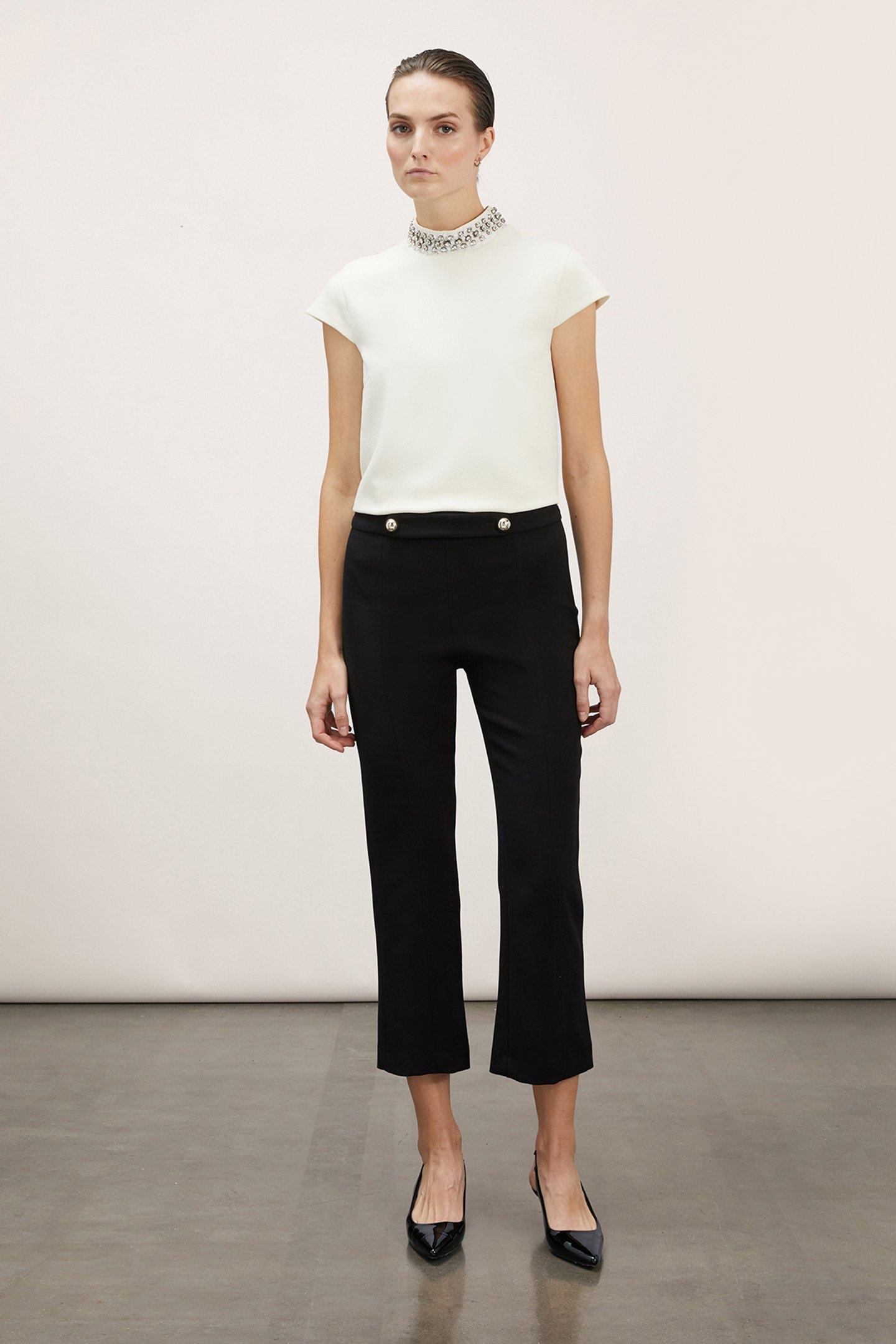 KICK FLARE TROUSERS WITH STRAP BLACK 3