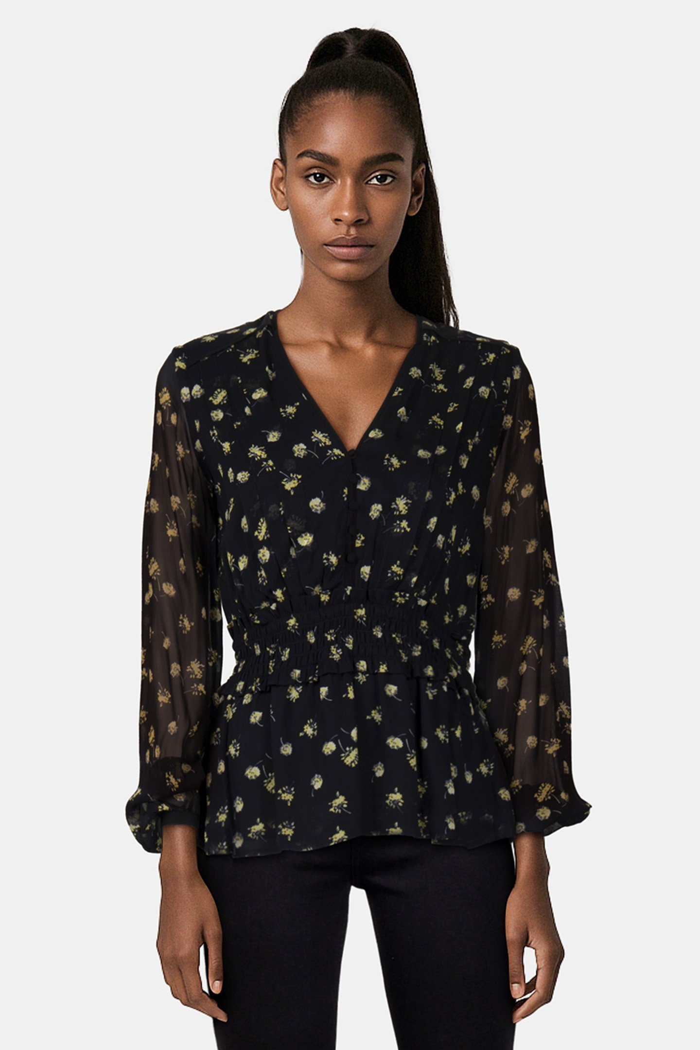 ML TOP TIGHTENED AT THE WAIST WITH BUTTONS BLACK/YELLOW 1