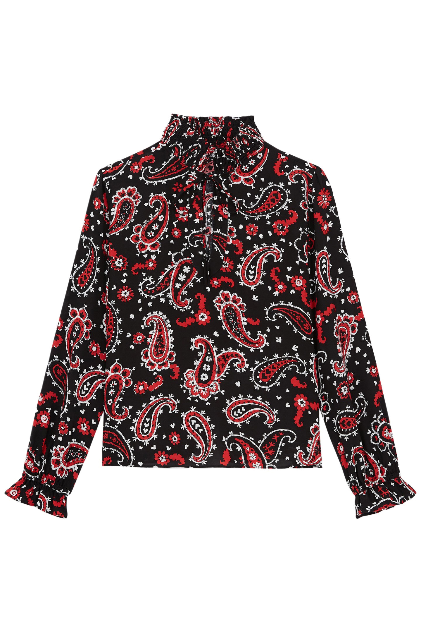 TOP EVASE A COL SMOCKE BLACK-RED 1