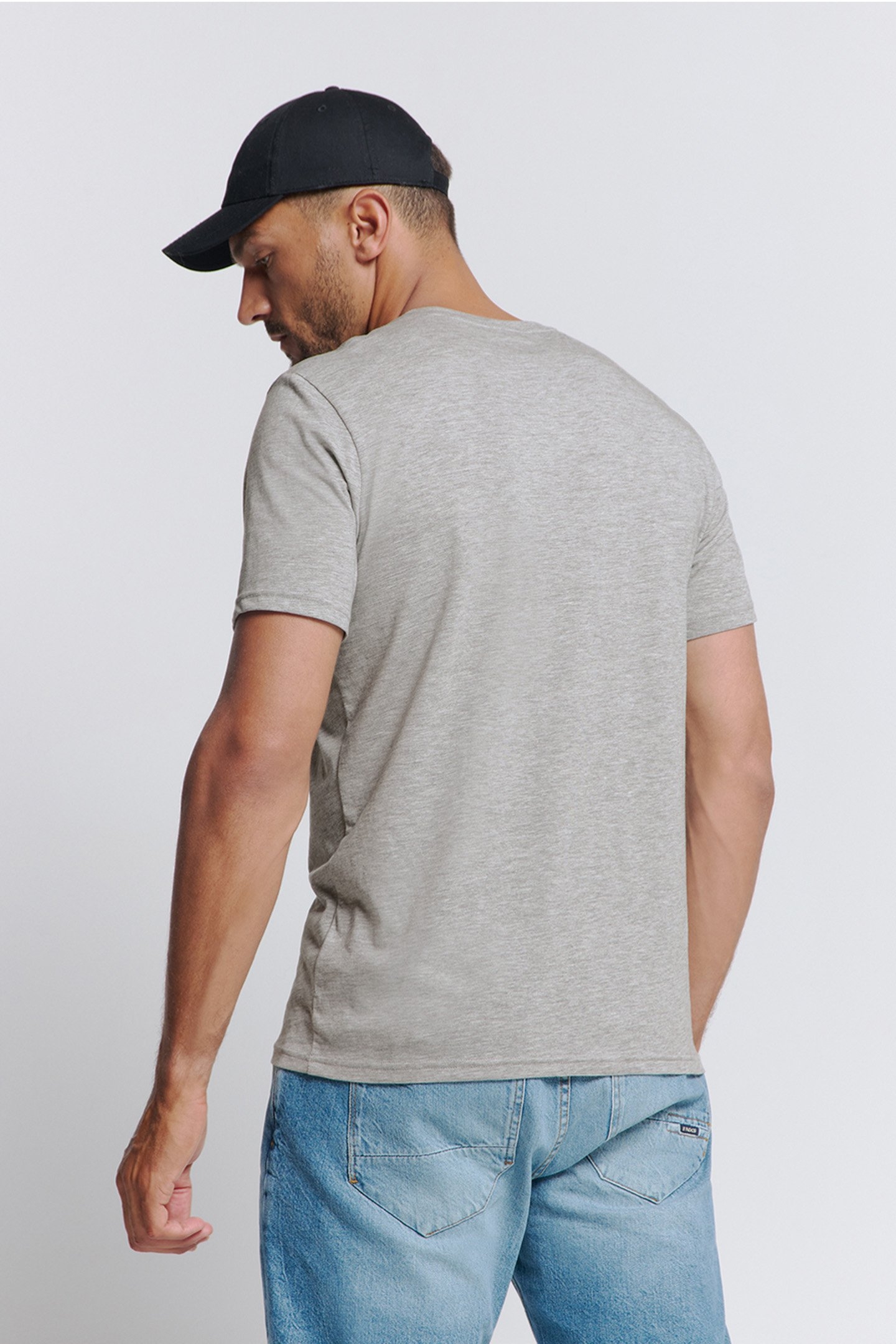 T-SHIRT CREWNECK SOLID BASIC GREY MELANGE 2