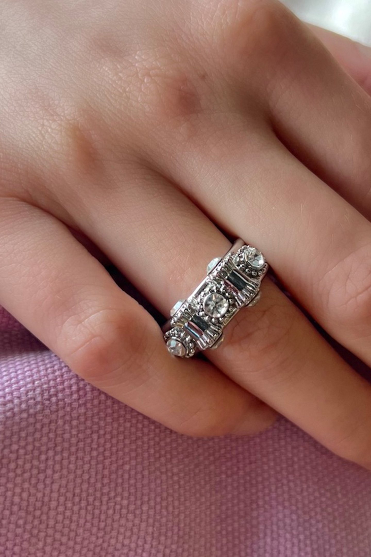 OTAZU VINTAGE BARREL RING - RHODIUM 2