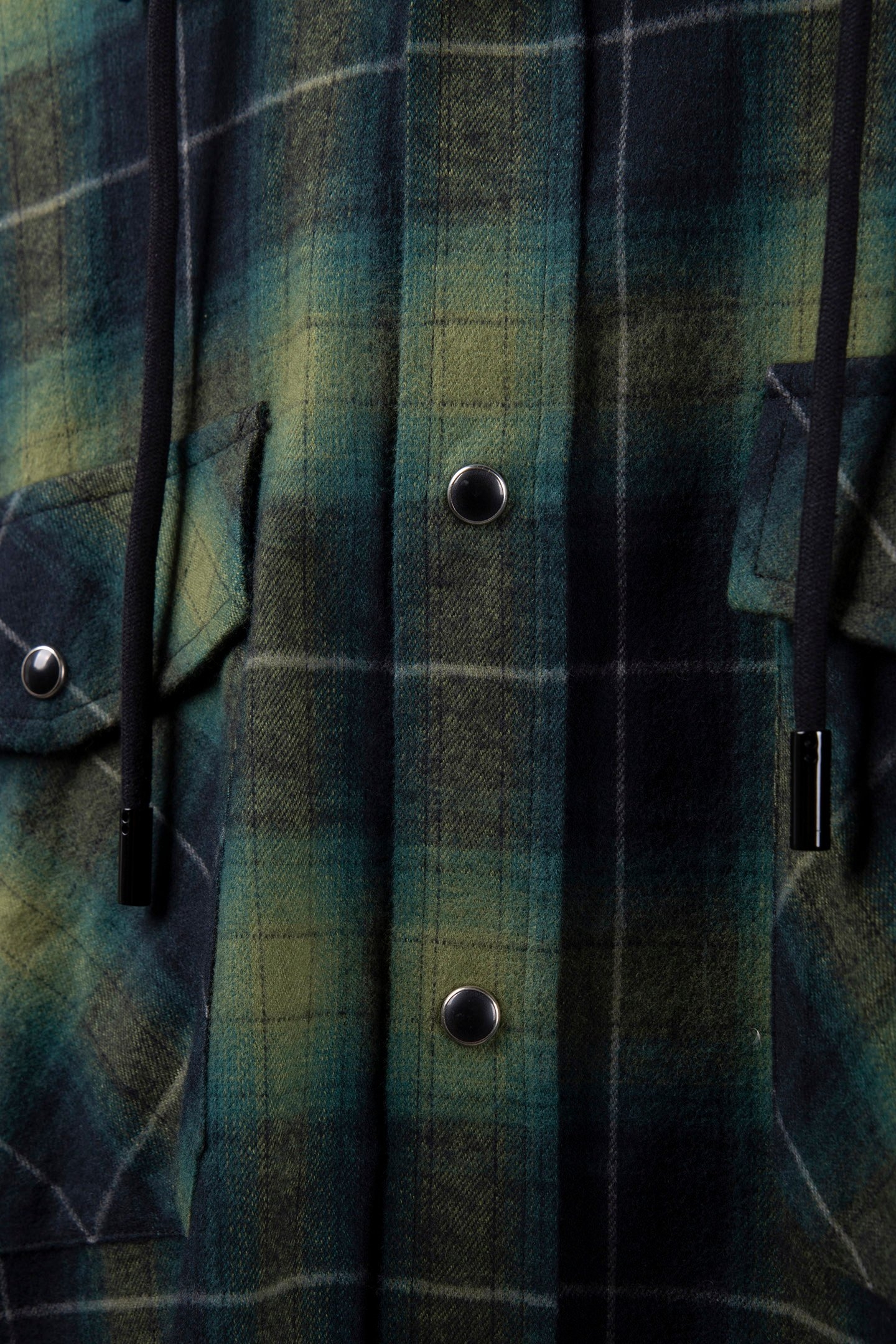 CHECKED SHIRT WITH HOOD BLACK/GREEN 4