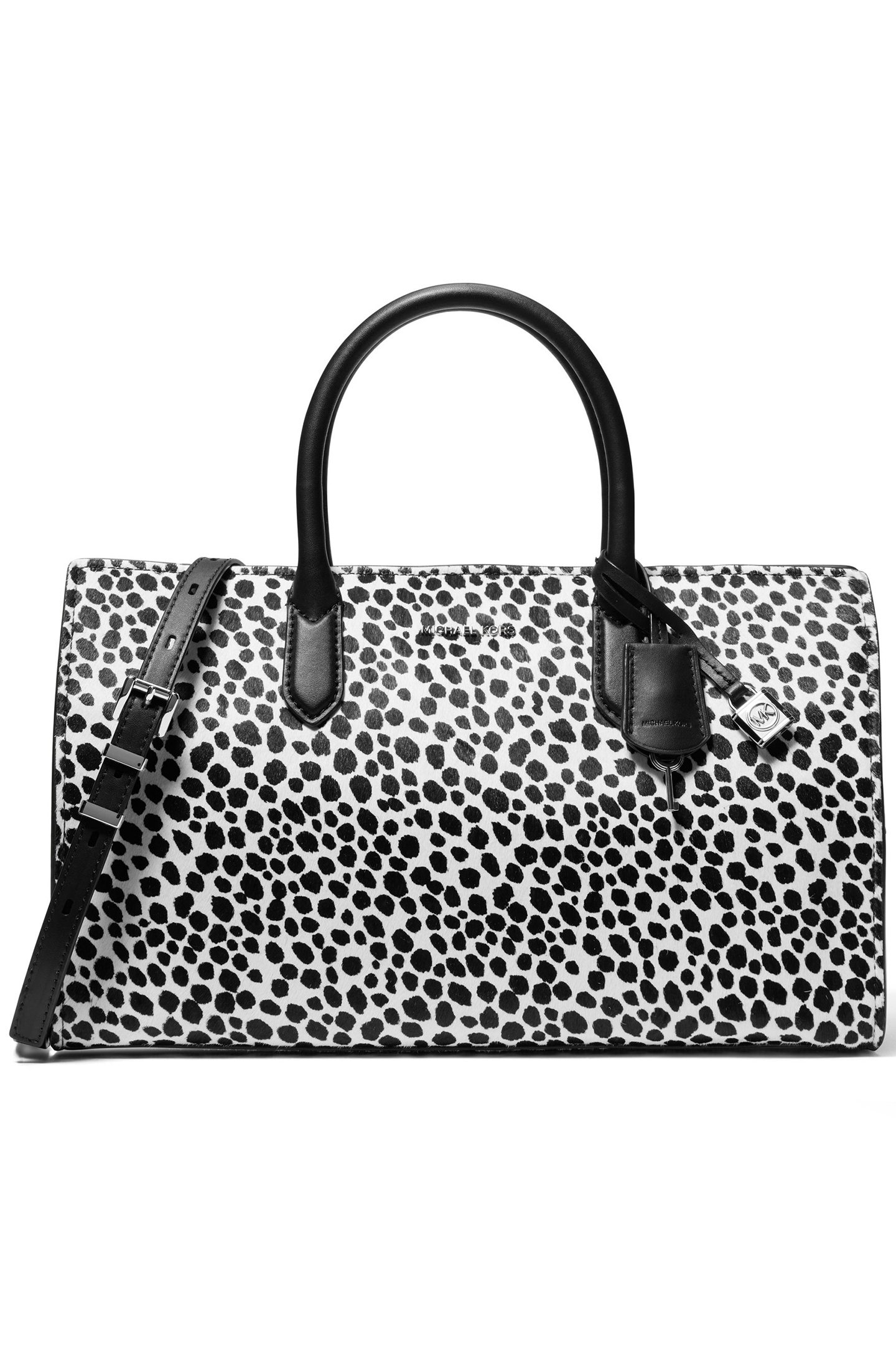 MEDIUM SATCHEL BAG IN BLACK MULTI ANIMAL PRINT 1