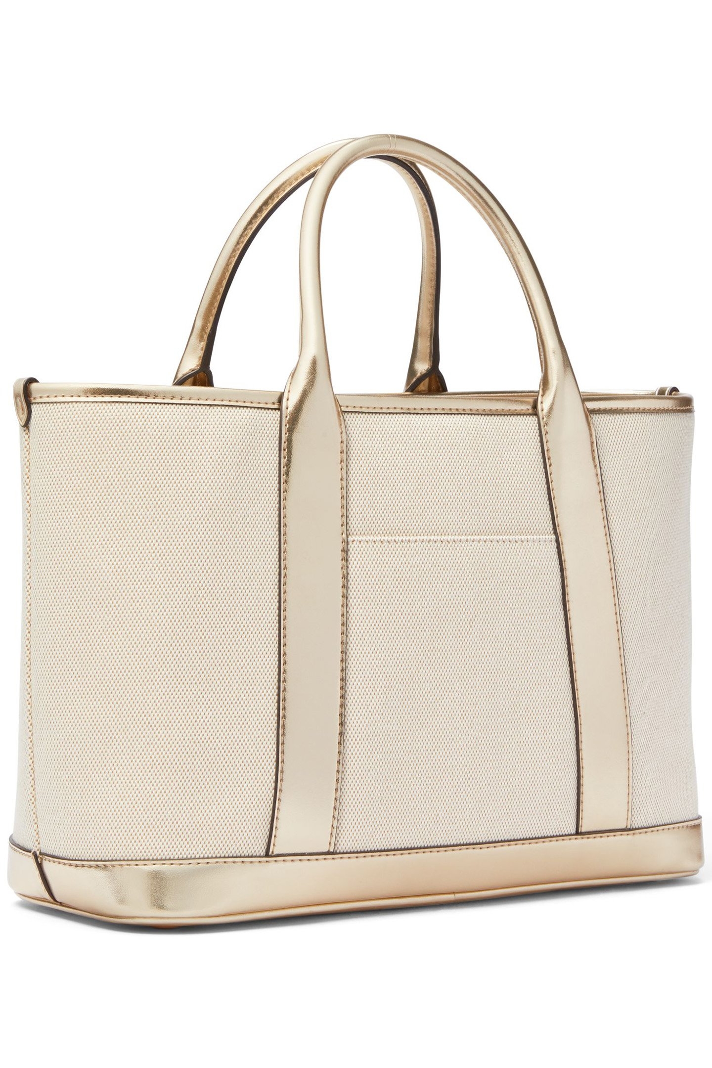 MEDIUM LEATHER SATCHEL BAG IN CREAM AND GOLD 3