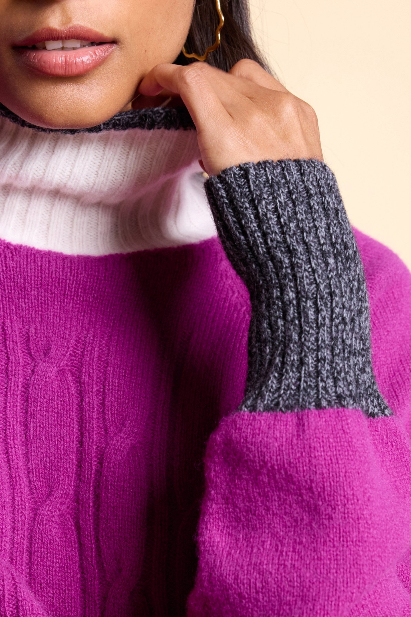 LAFRANÇAISE MAGENTA KNITTED SWEATER WITH TWISTS MAGENTA 6