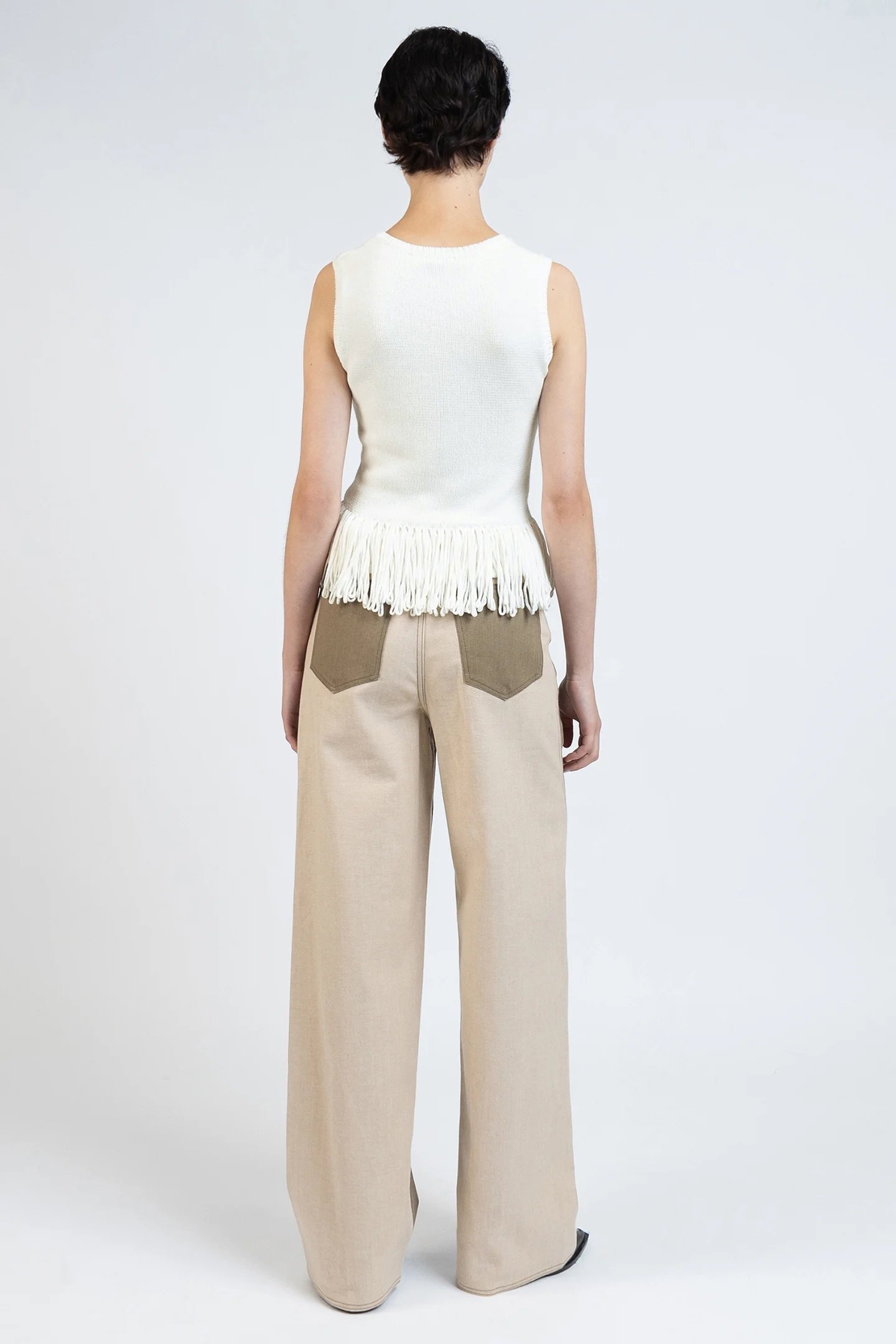 KNIT VEST TOP WITH FRINGE OFF WHITE 3