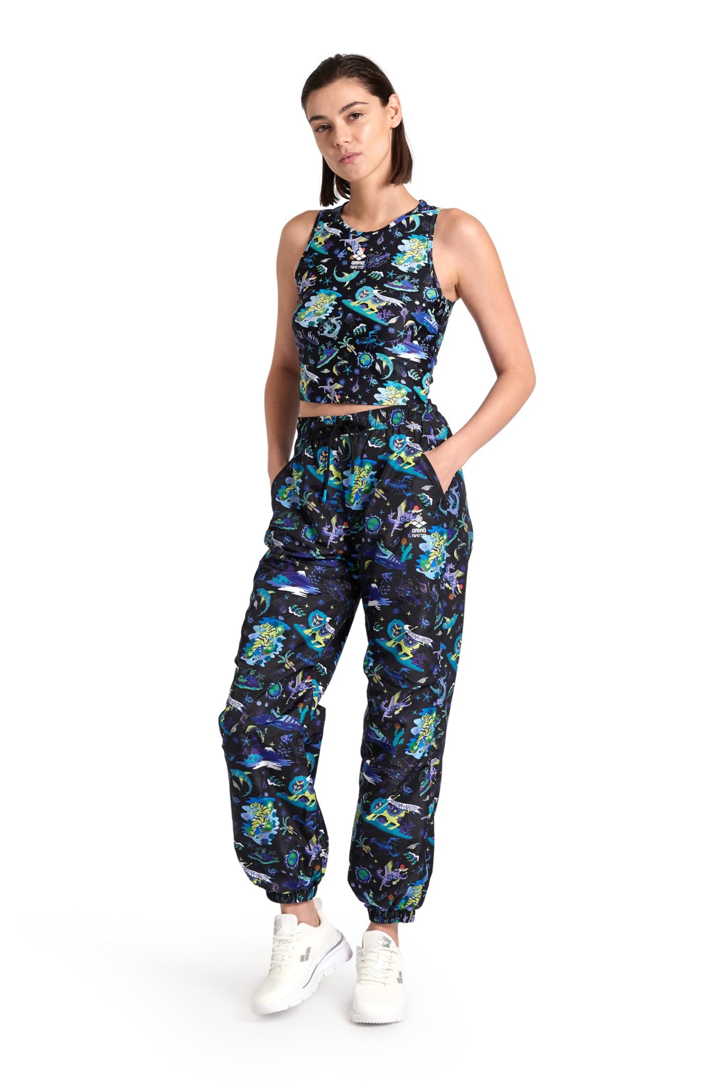 WOMEN'S ARENA FUN PLANET BRA TOP BLACK MULTI 3