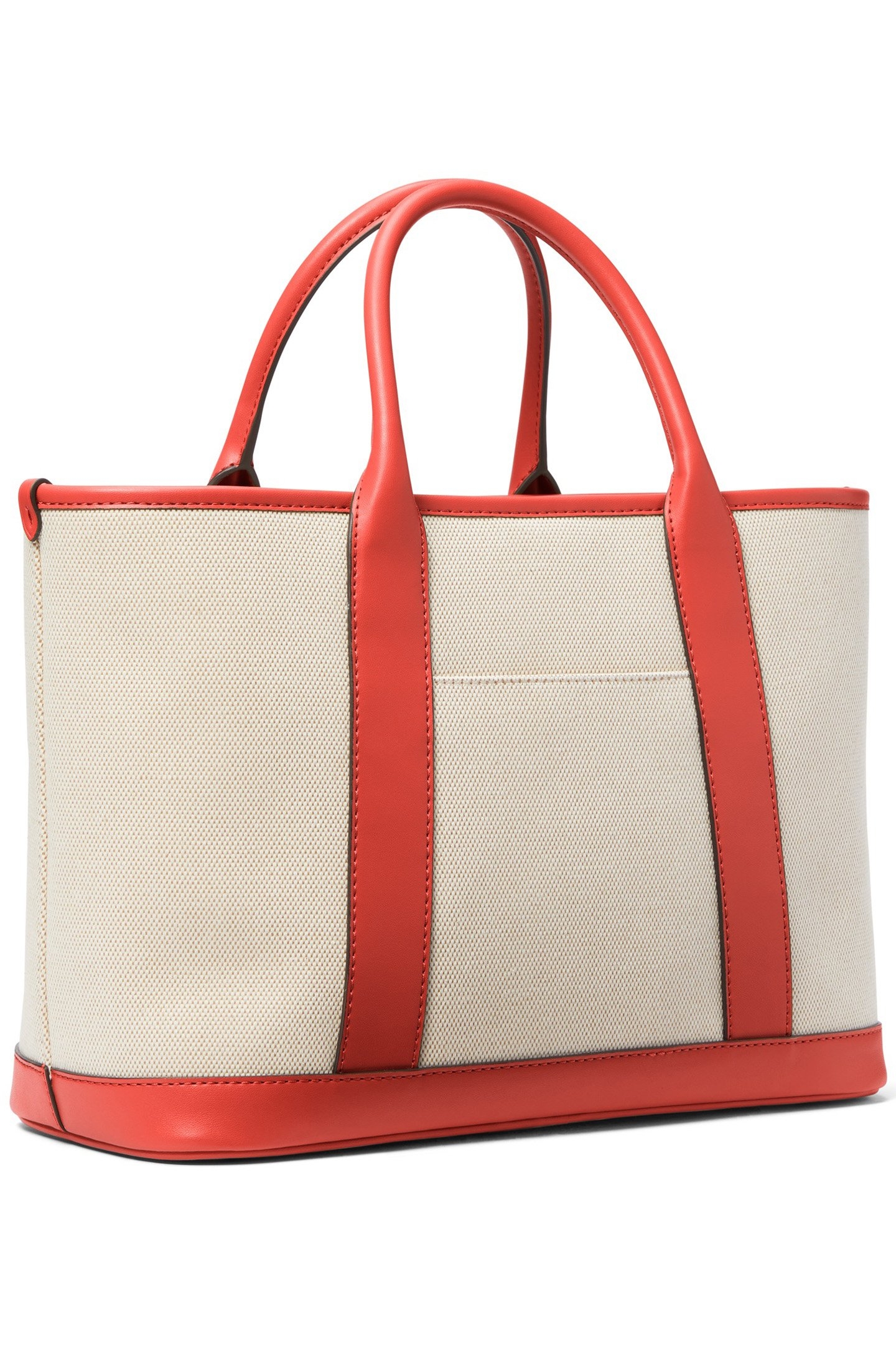 MEDIUM LEATHER SATCHEL BAG IN CREAM AND CORAL 3