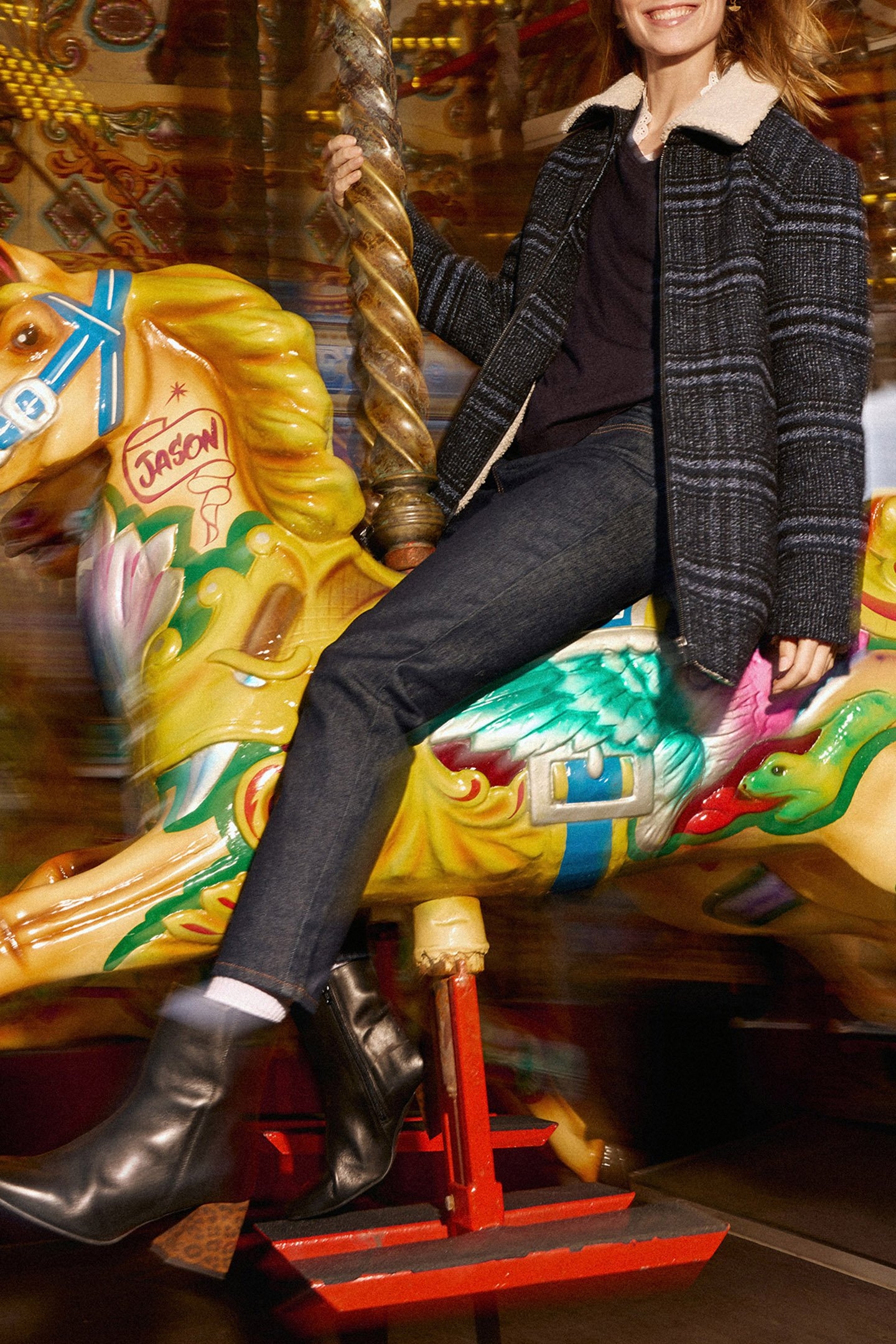 NAVY CHECK COAT NAVY 8