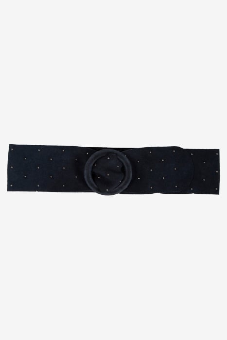 NAVY VELVET LEATHER BELT WITH MICRO STUD DECORATION 1