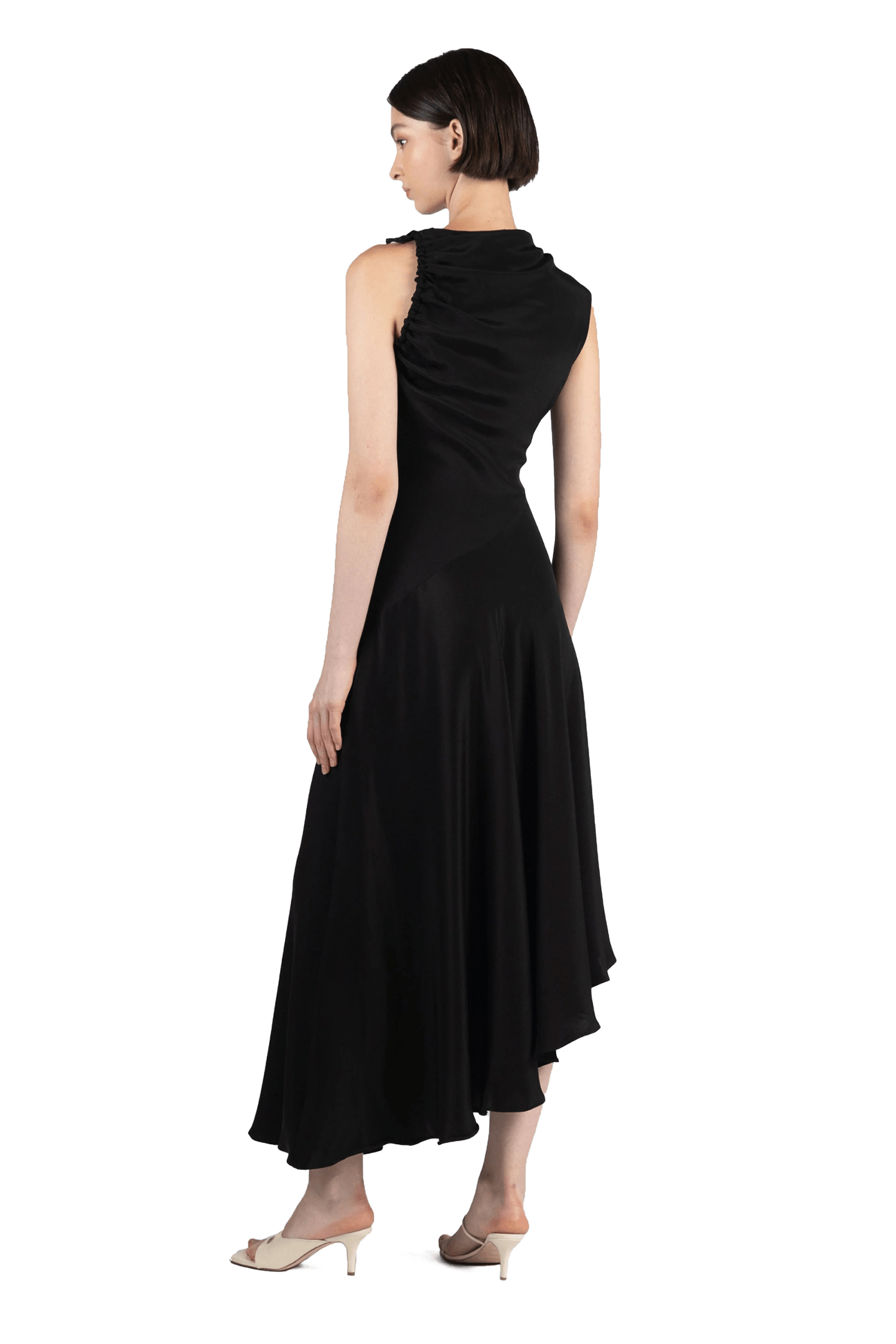 SILK SATIN DRESS BLACK 3