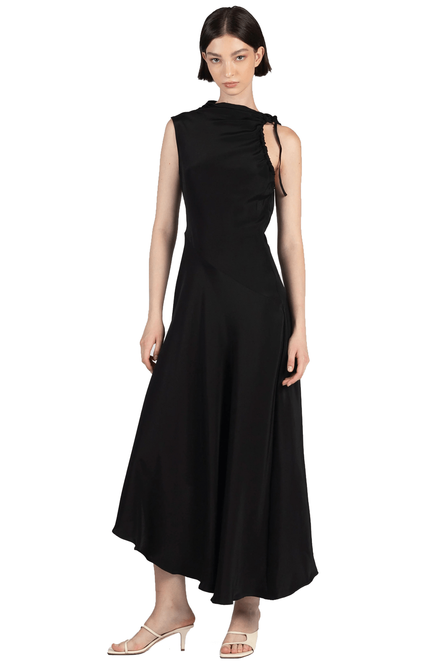 SILK SATIN DRESS BLACK 1