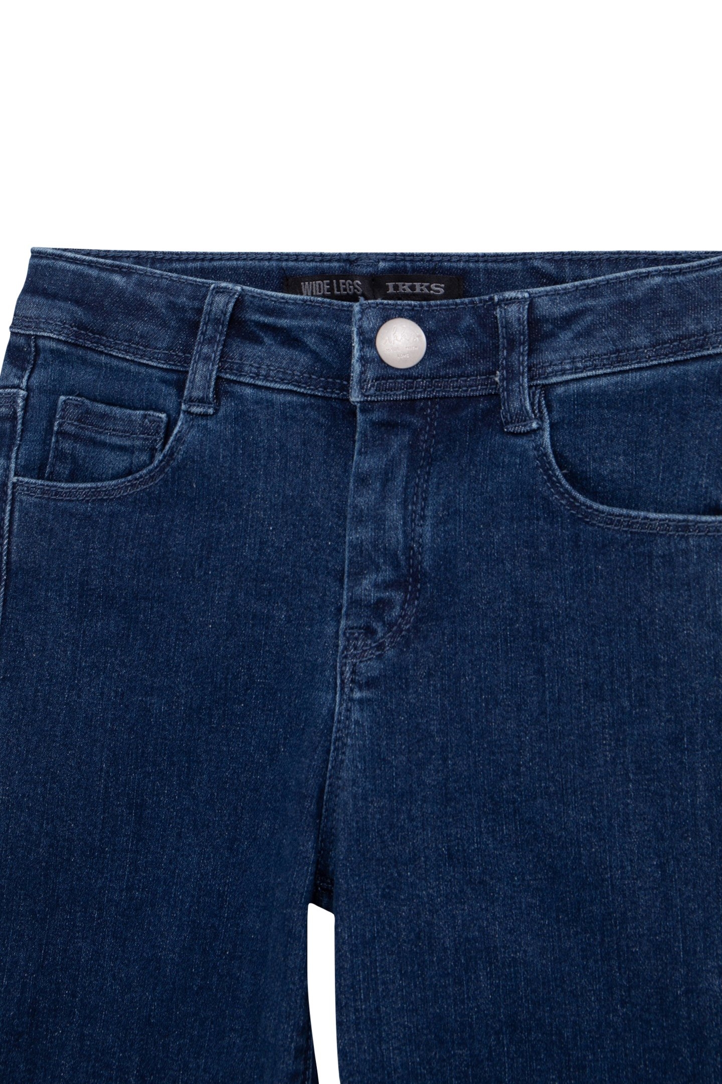 GIRLS’ BLUE WIDE LEG JEANS, FIXED FRINGED TURNED UP CUFFS 3