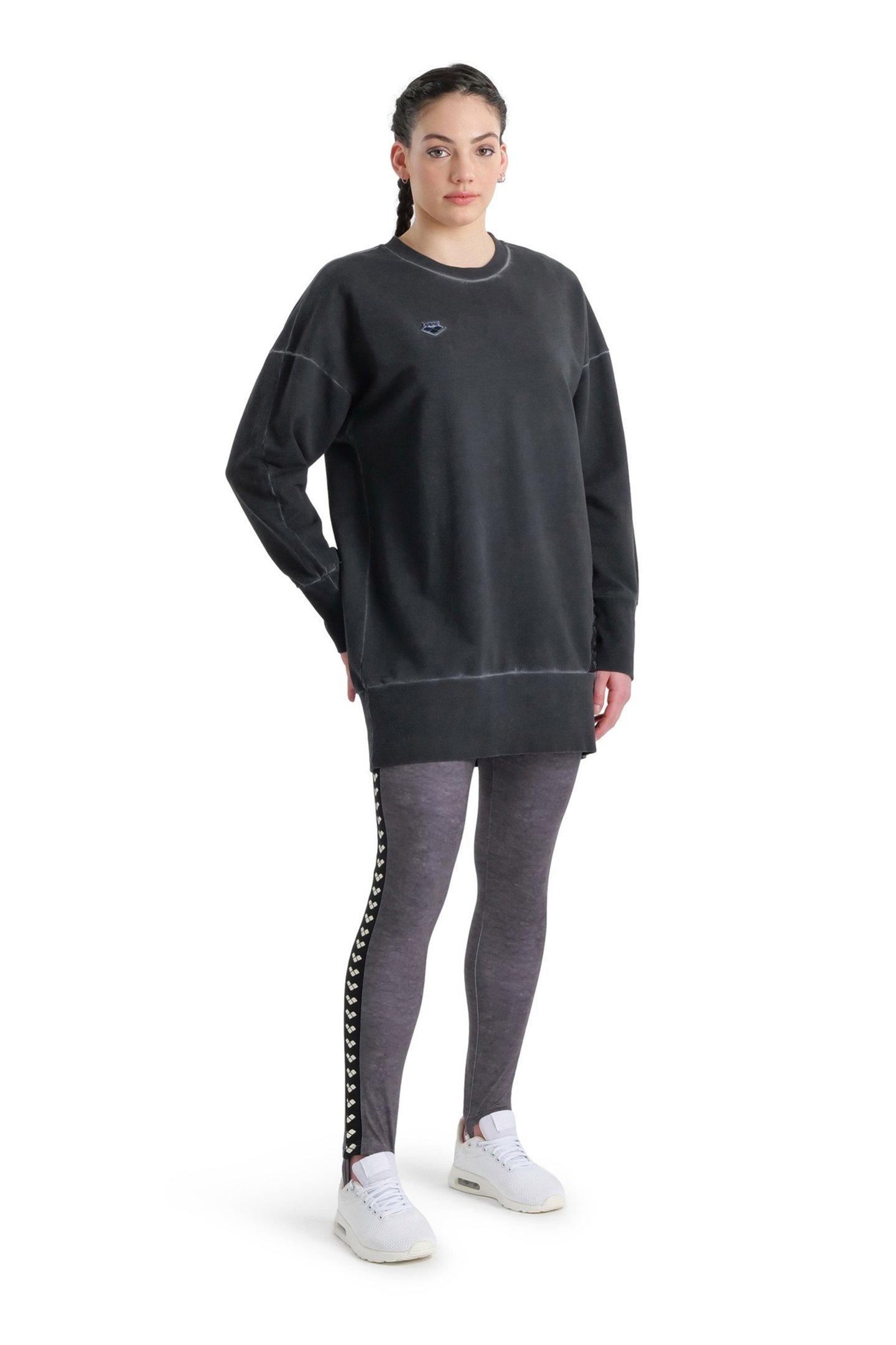 WOMEN'S ARENA ICONS OVERSIZE CREW DELAVE BLACK WHITE 3