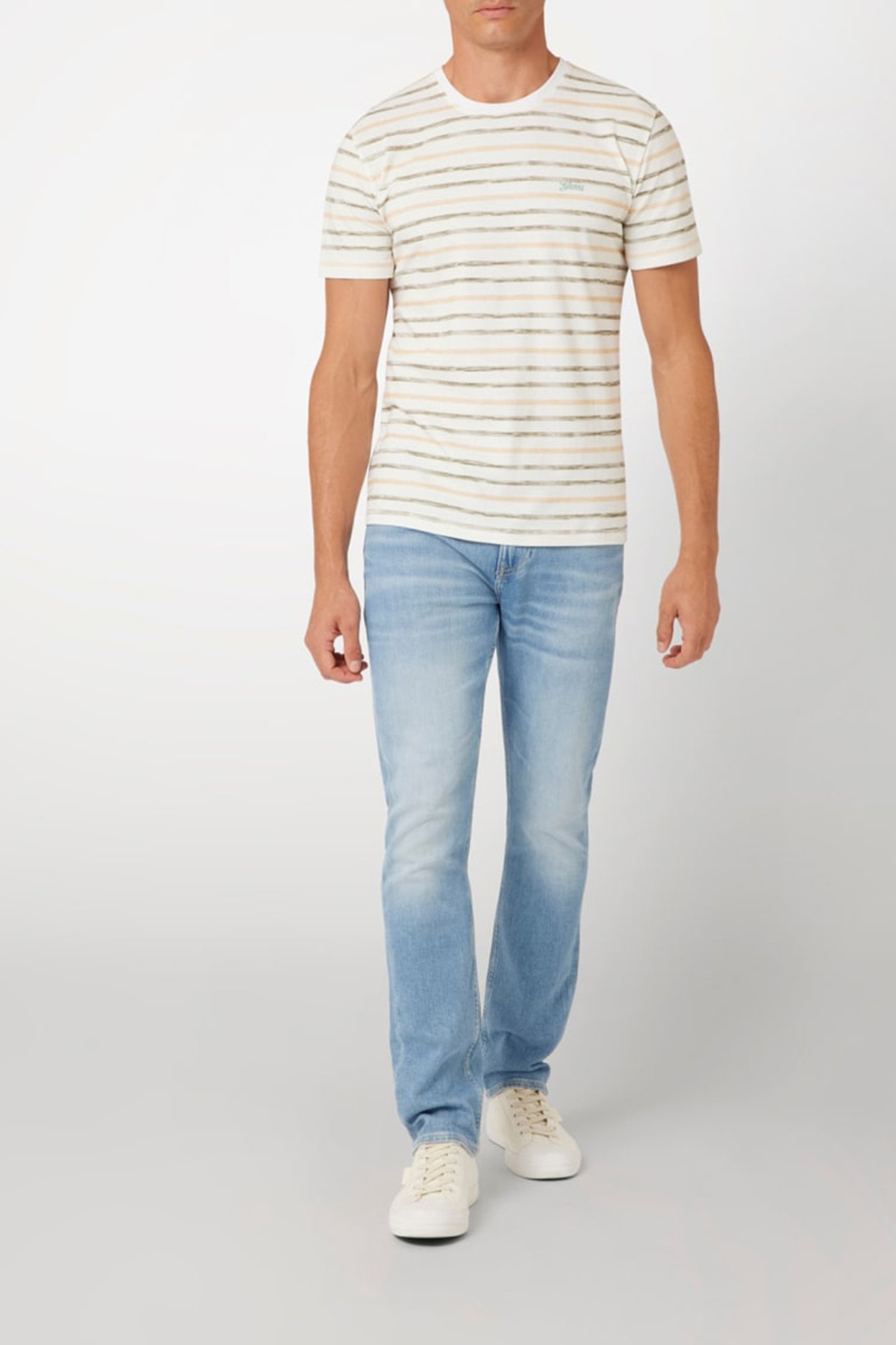 SS CN STRIPED TEE WHITE/GREEN STONE/DU 3