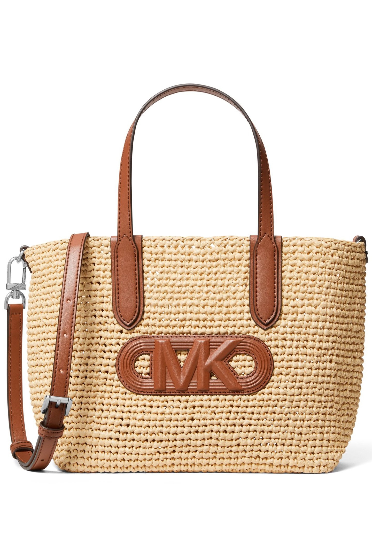 SMALL RATTAN TOTE BAG IN NATURAL AND BROWN 1