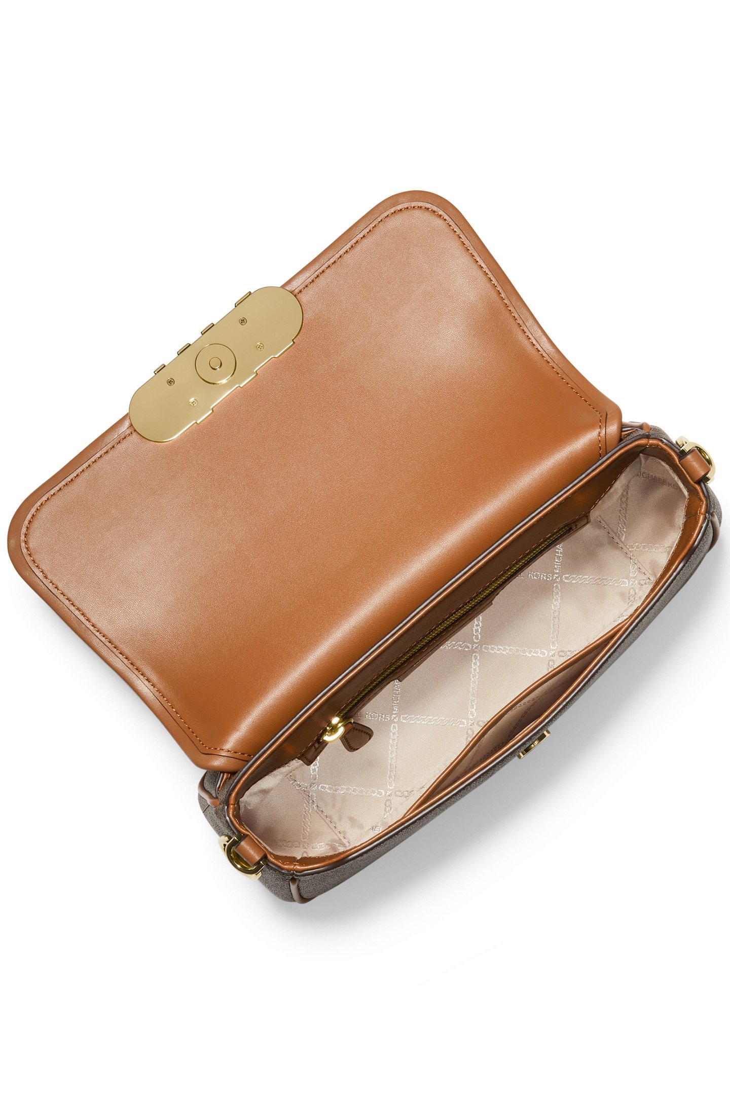 CHAIN POUCHETTE SHOULDER BAG IN BROWN LOGO PRINT 4