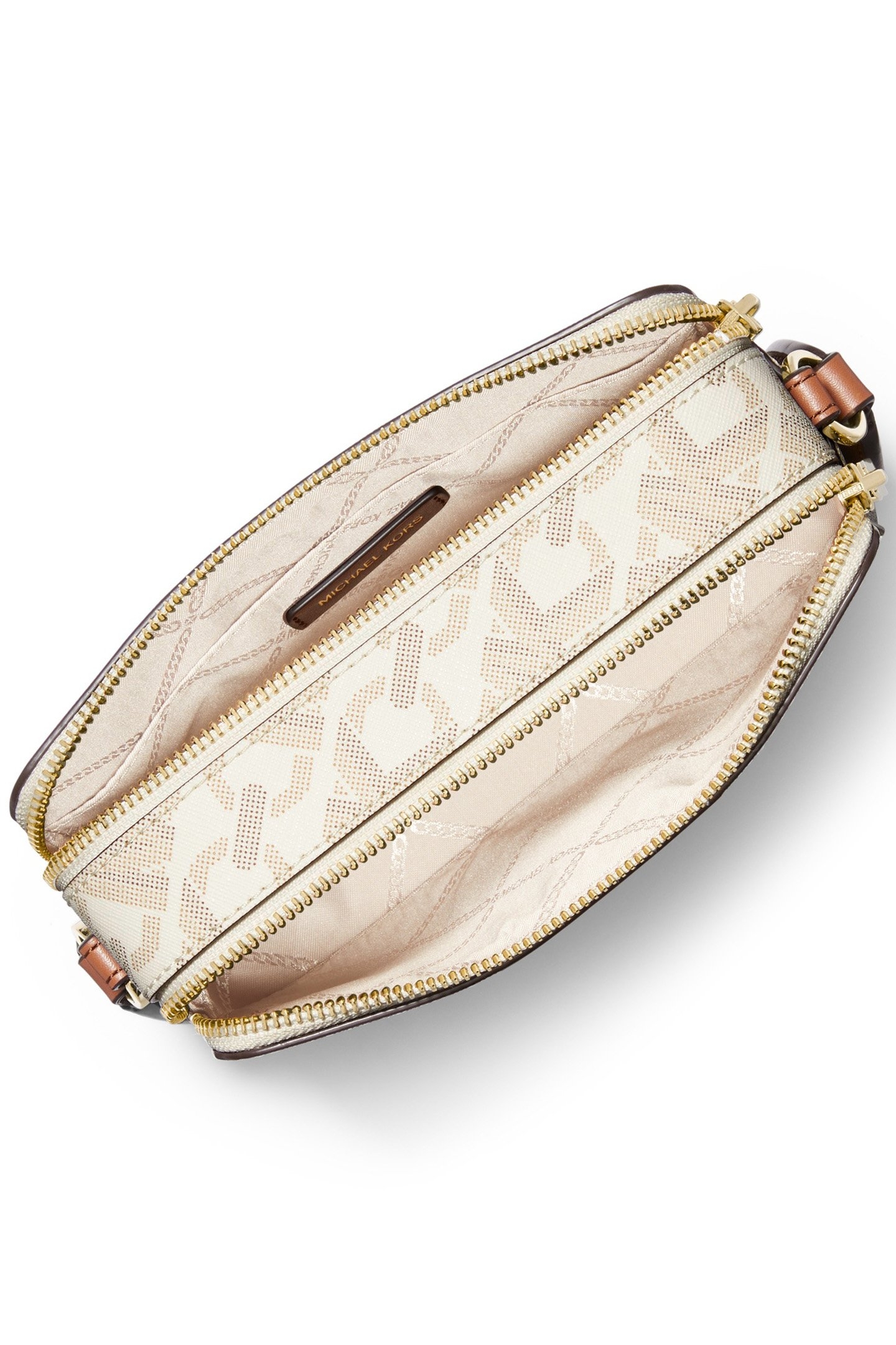 SMALL DOUBLE ZIP CAMERA CHAIN CROSS BODY BAG IN CREAM /BROWN 4