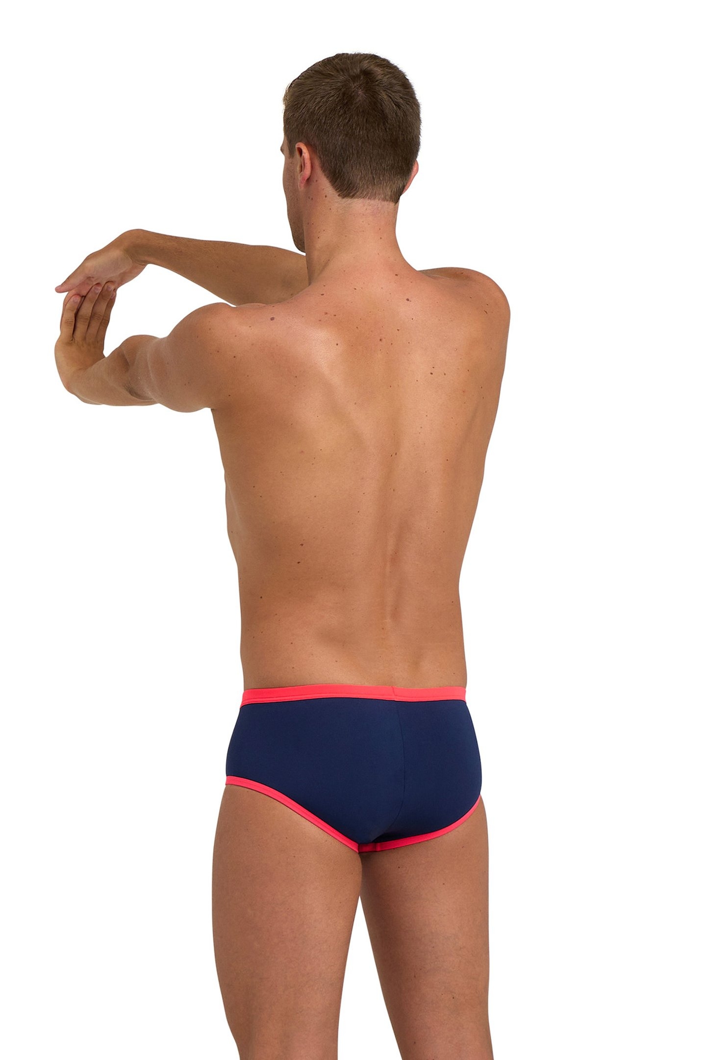MEN'S ARENA ONE 12CM SWIM BRIEFS BIG LOG NAVY FLUO RED 2