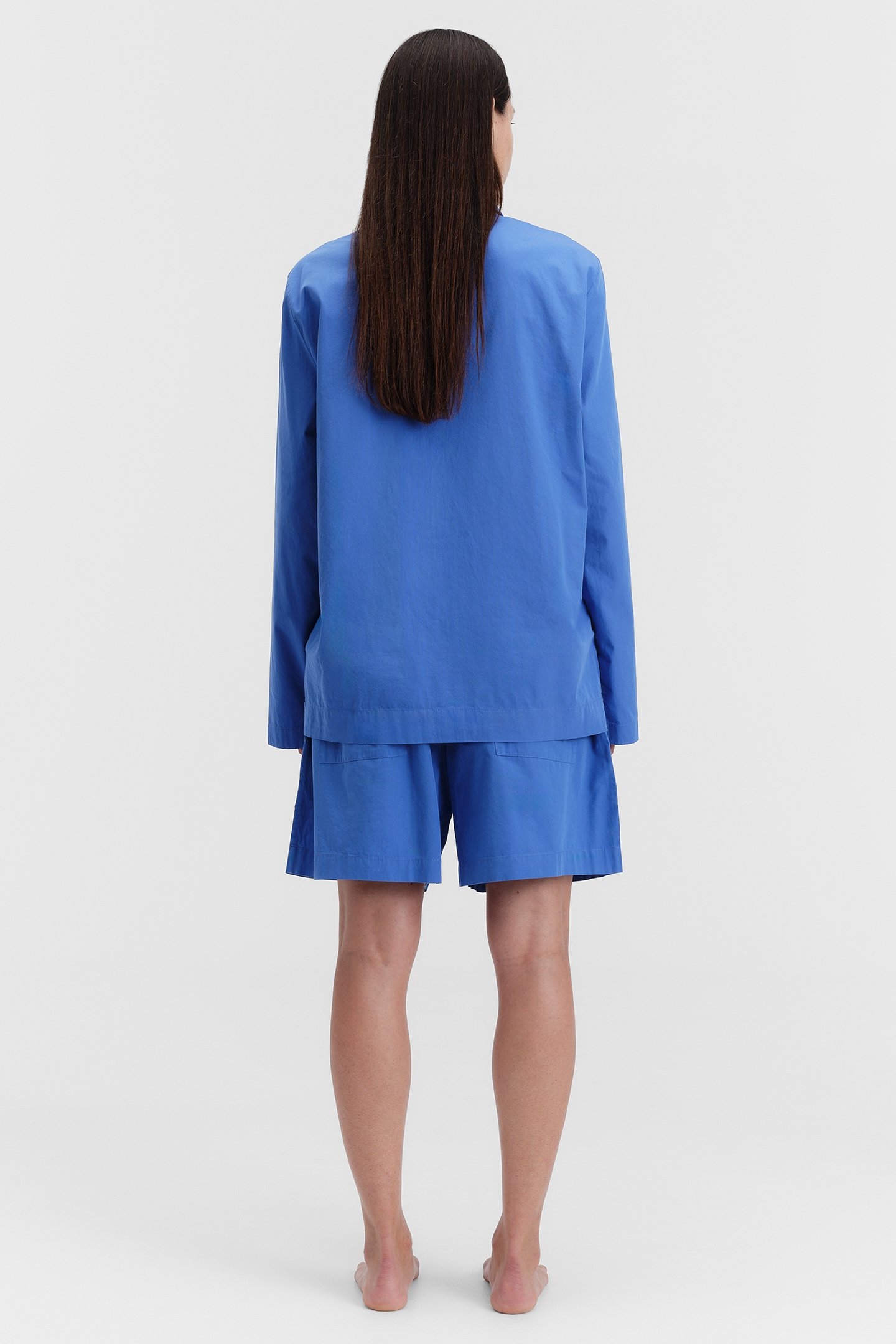 UNISEX POPLIN PYJAMAS SHORTS ROYAL BLUE 3