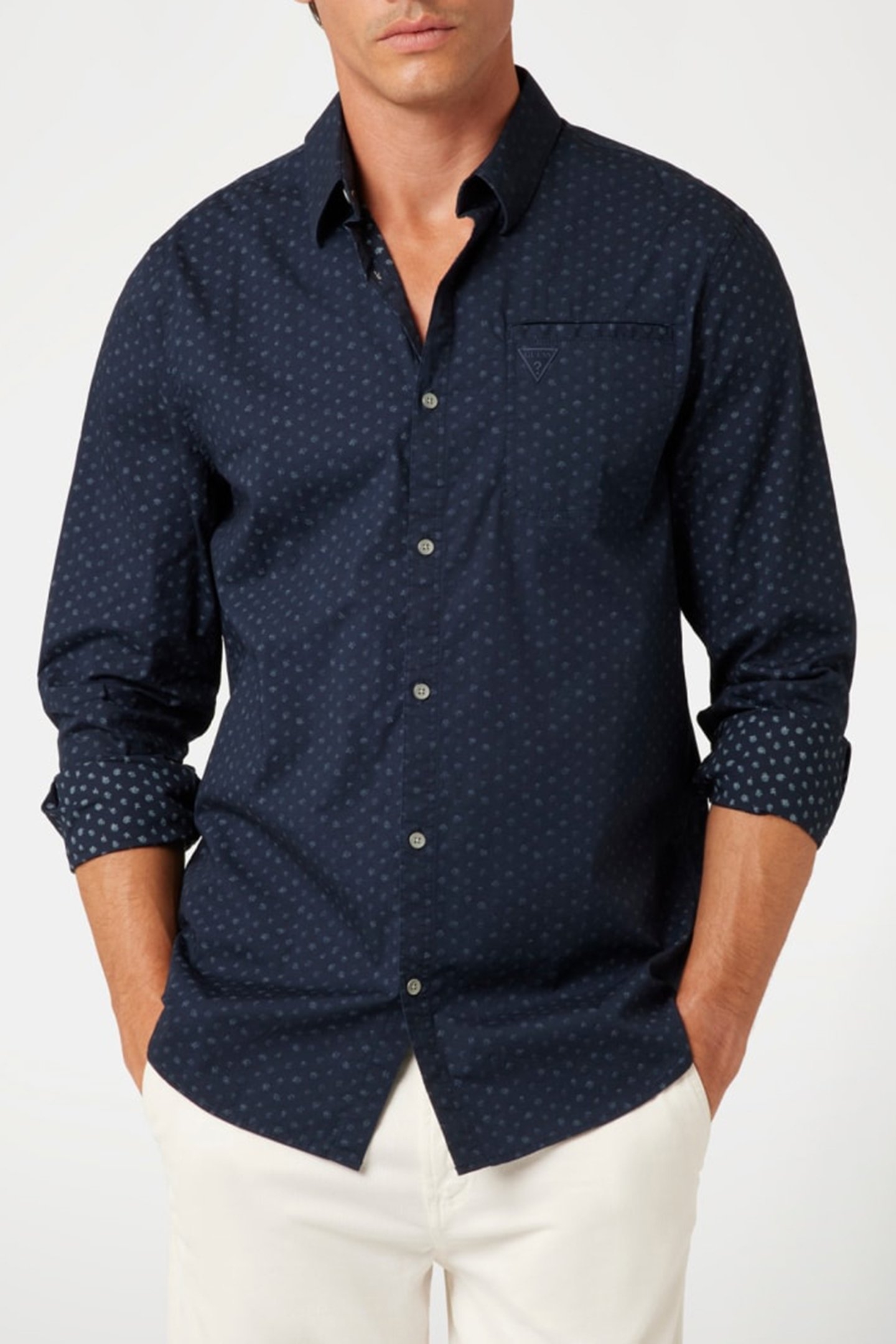 LS COLLIN SHIRT MICRO FLOWER AOP BLU 1