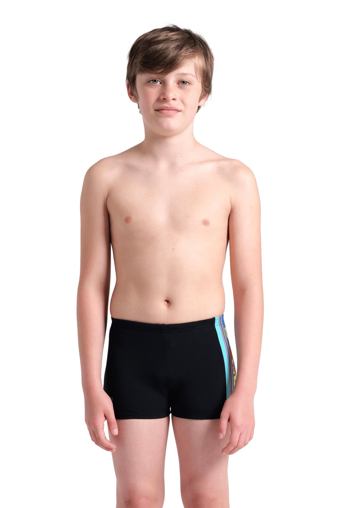 BOY'S ARENA PALETTE SWIM SHORT MULTI WATER BLACK 1