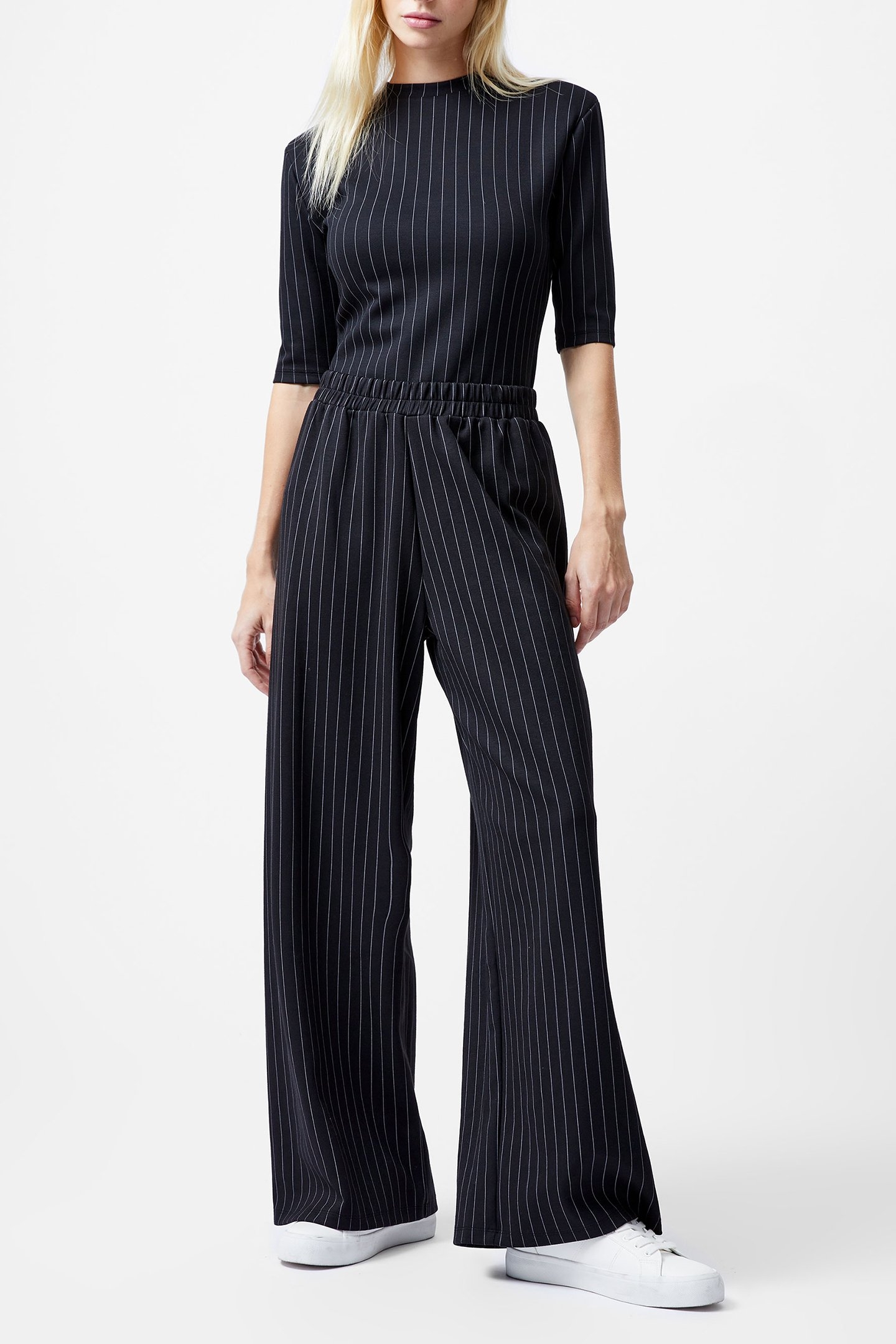 REGINA JERSEY WIDE LEG TROUSER BLACK/WHITE 3