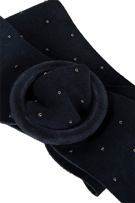 NAVY VELVET LEATHER BELT WITH MICRO STUD DECORATION 2