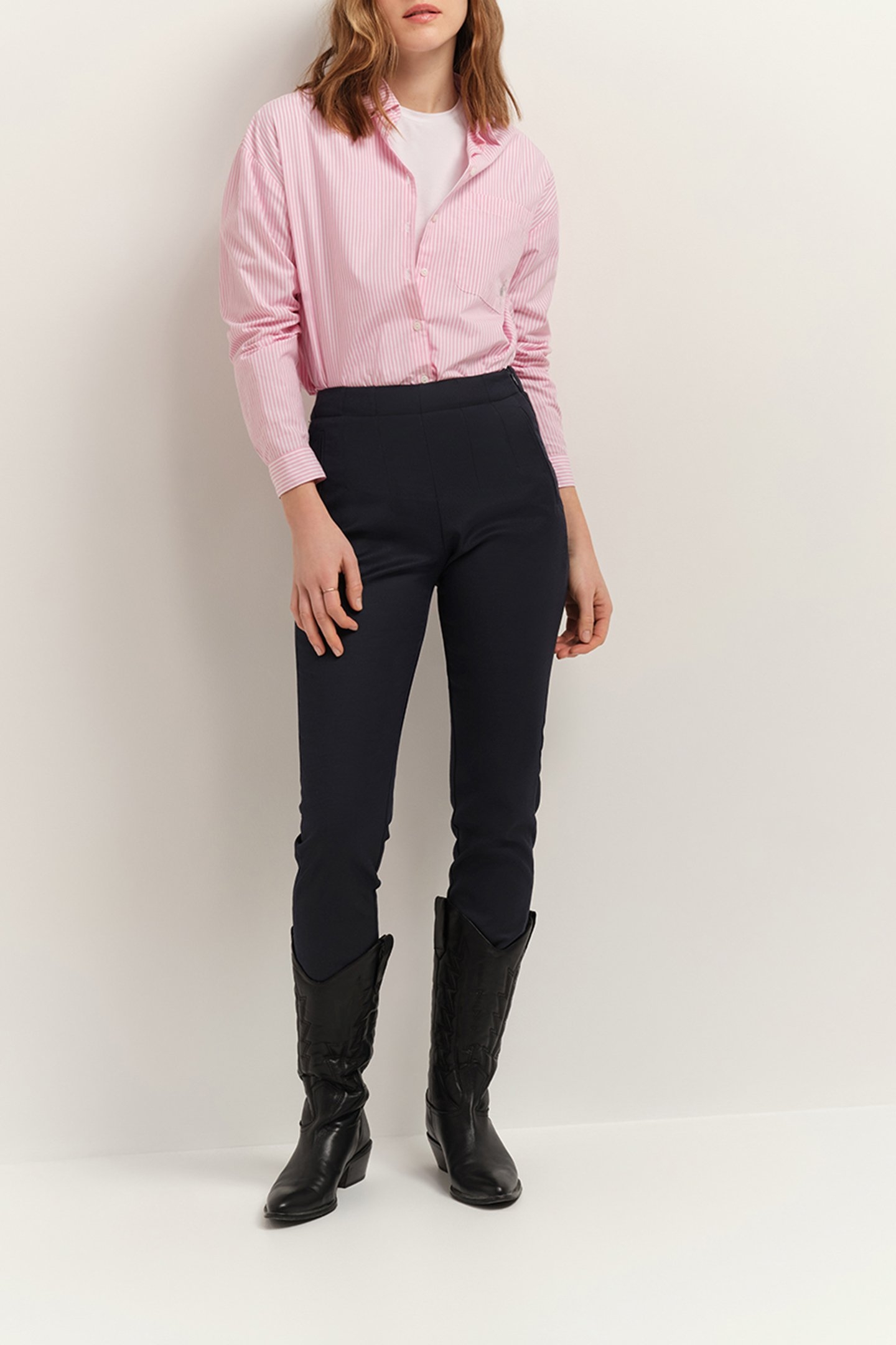 PETUNIA - UPCYCLED NAVY BLUE 7/8 CIGARETTE PANTS 3