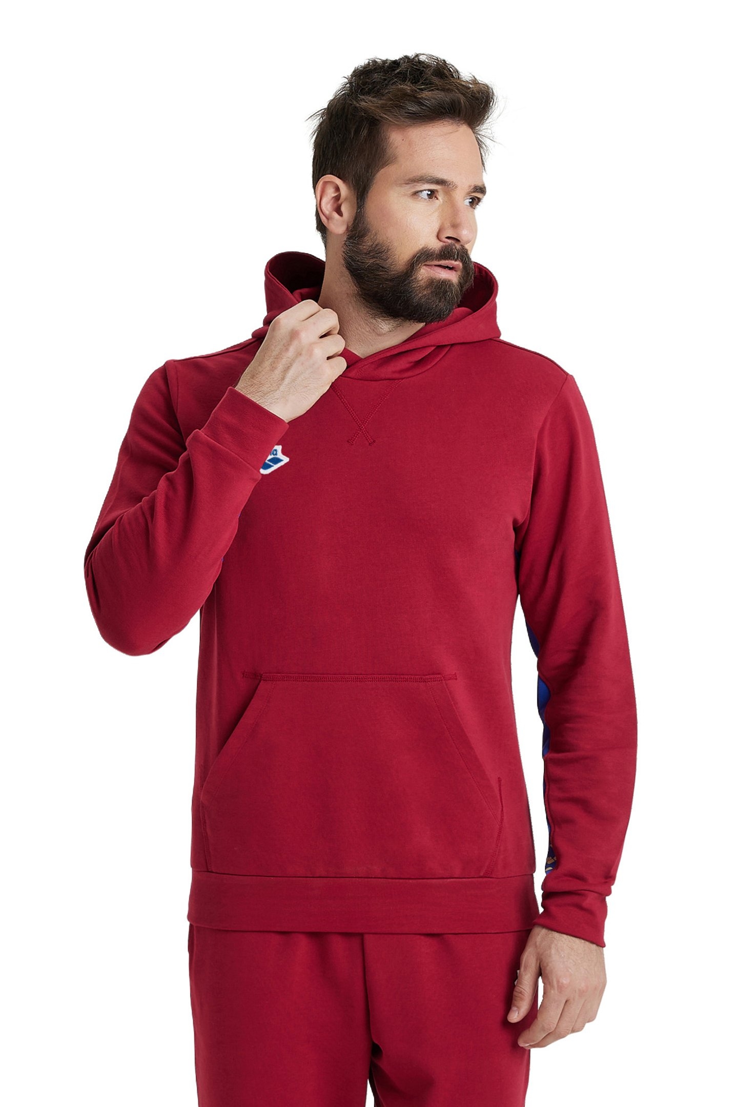 ARENA ICONS HOODED SWEAT SOLID BURGUNDY NEON BLUE BUTTER 1