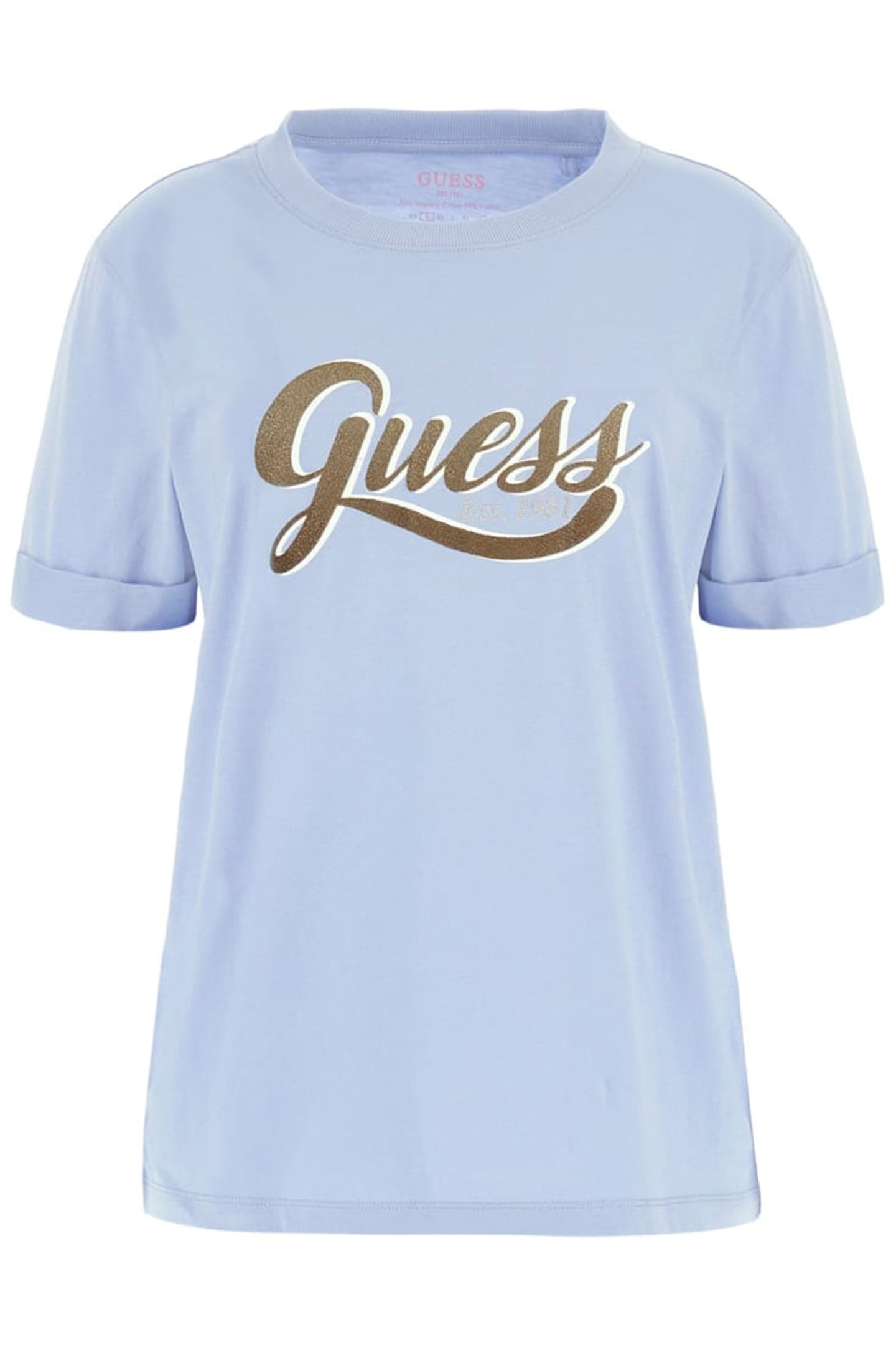 GUESS ECO SS CN GLITTERY LOGO LIGHT BLUE LUXE 4