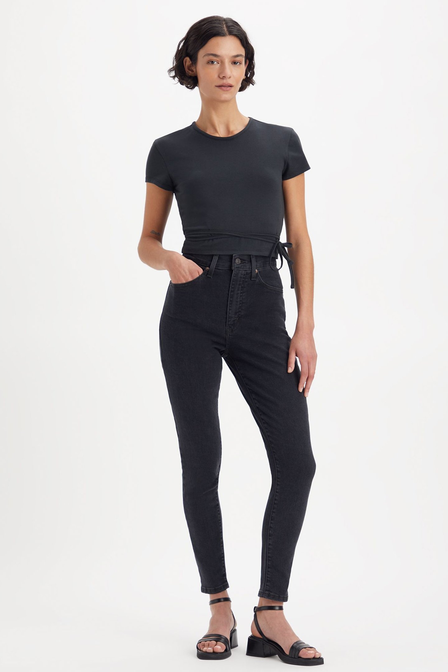 RETRO HIGH SKINNY JEANS BLACK 6