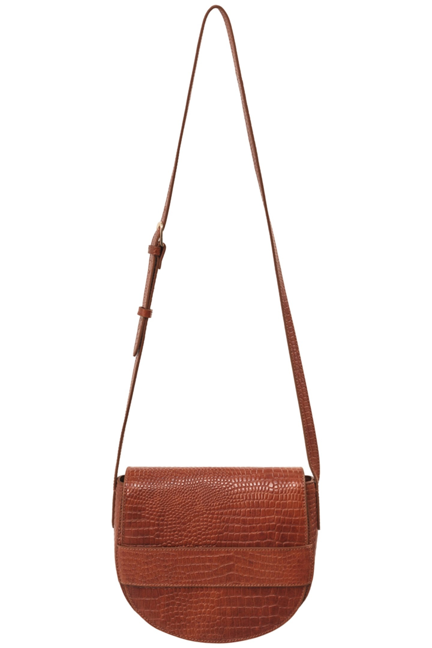 ALIBY TOFFEE-COLORED MESSENGER BAG IN CROCODILE-EFFECT EMBOS 2