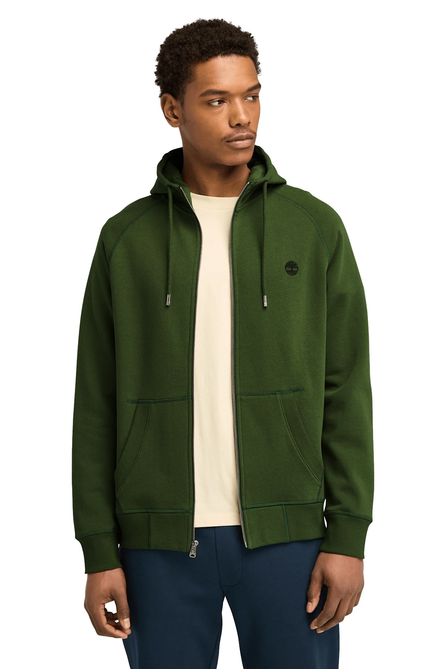 EXETER RIVER BRUSHED BACK FULL ZIP HOODIE BLACK FOREST GREEN 1